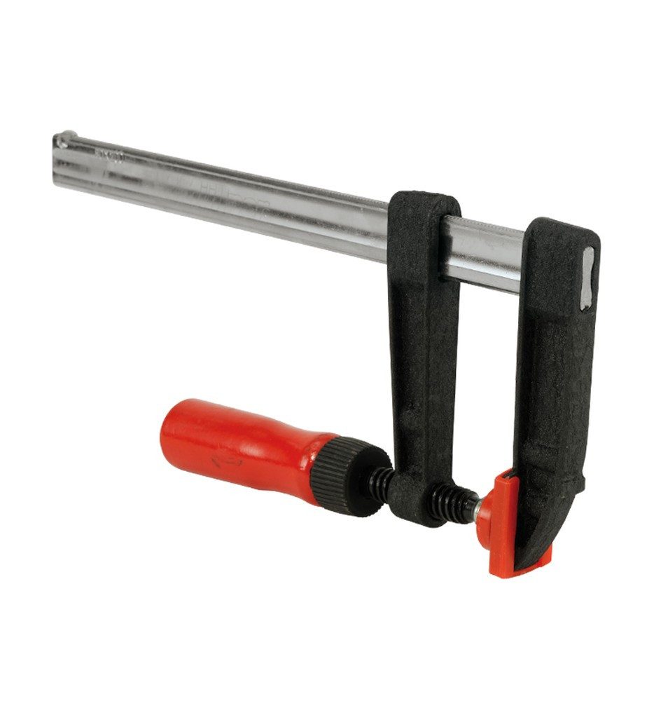 HM Müllner Werkzeuge Schraubzwinge Schraubzwinge mit geriffelter Stahlprofilschiene 150 mm, (1 St), Geriffelte SchieneSchonkappen