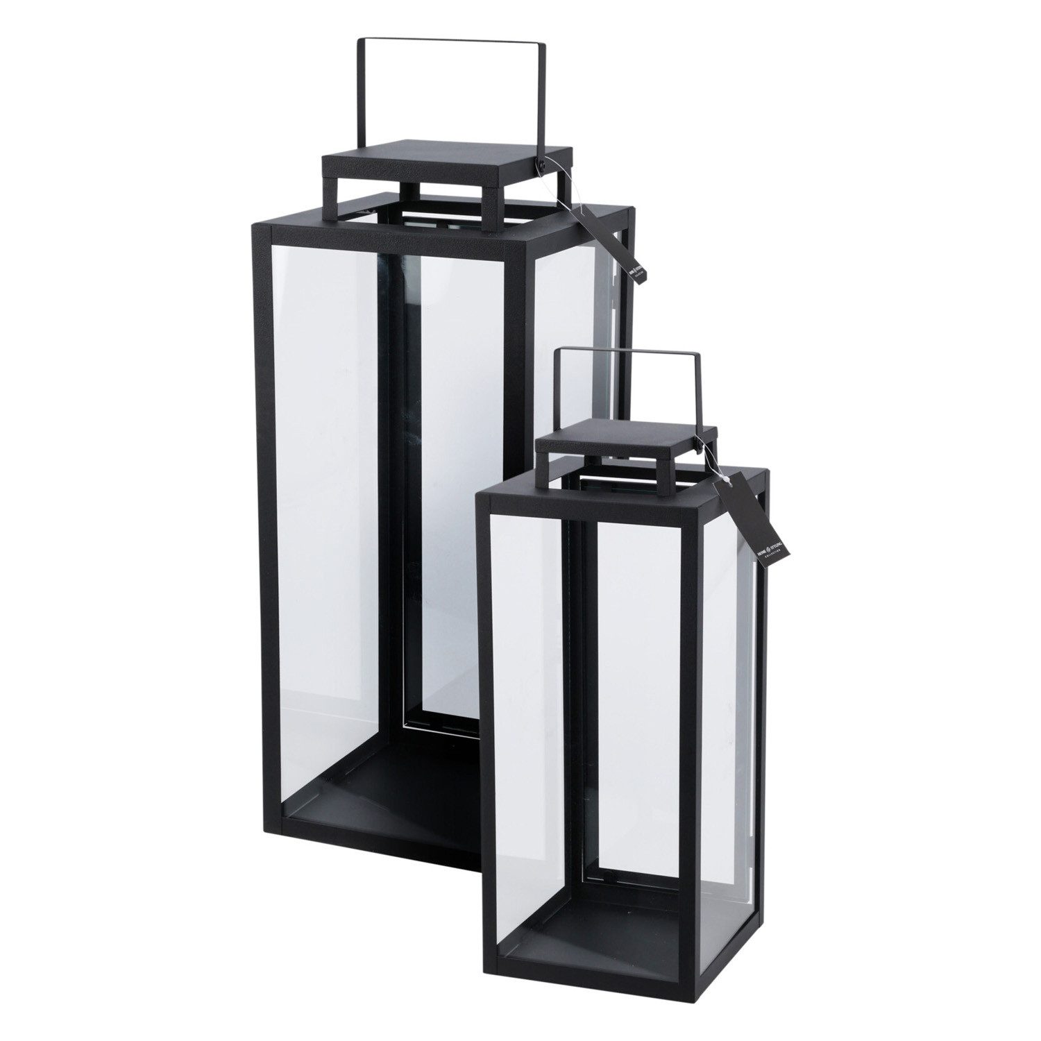Mojawo Laterne 2tlg Metall Laternen Set Schwarz Gartenlaterne Windlicht H50 günstig online kaufen