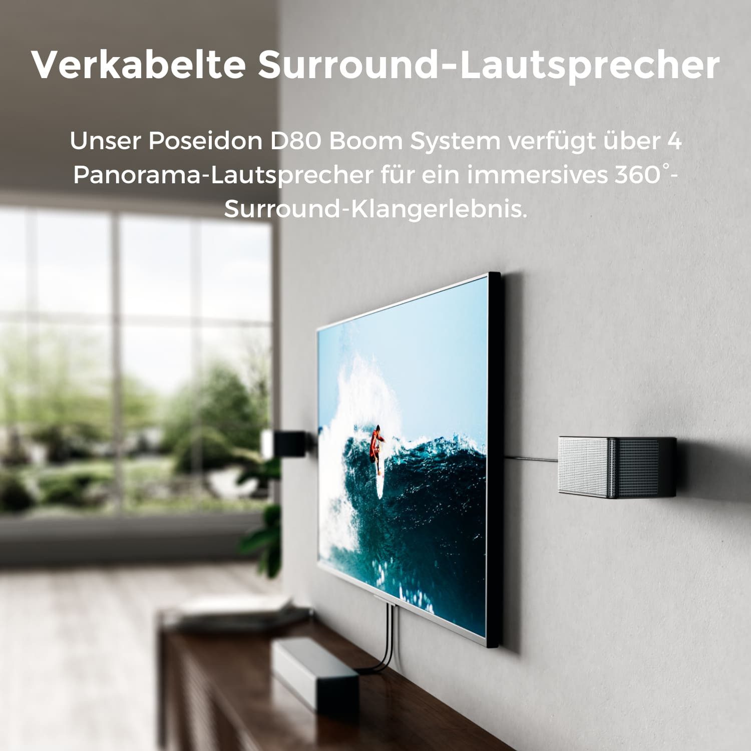 Ultimea Poseidon D80 Boom Soundbar 7.1 Surround Sound System (4 kabelgebundene Surround-Lautsprecher) (Bluetooth, HDMI, 500 W, 6.5'' Wireless Subwoofer, Dolby A – Bild 4 von 5
