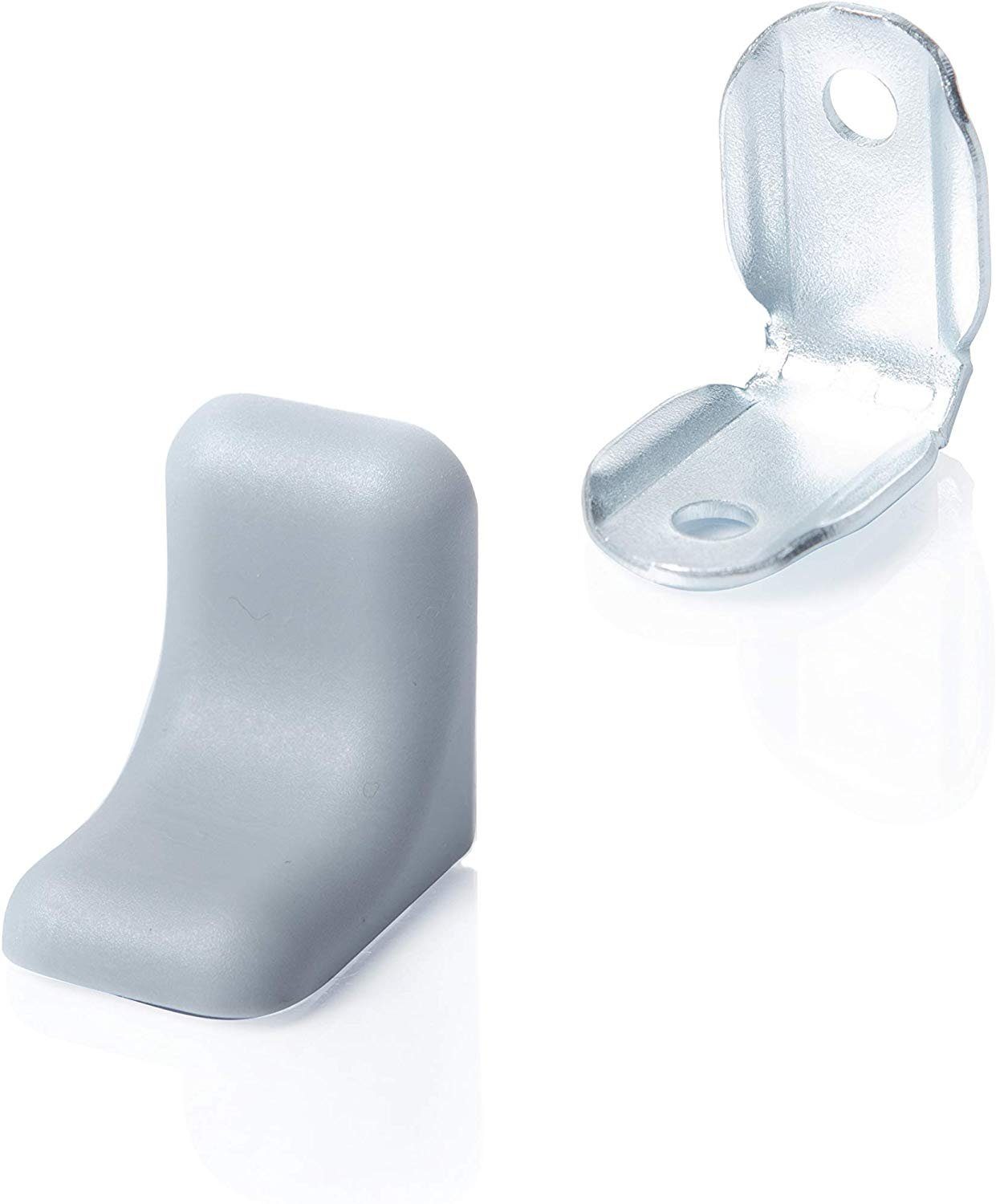 sossai® Winkelbeschlag BT2 Metall Möbelverbinder mit Kunststoff Abdeckung (20 St), Farbe: Grau