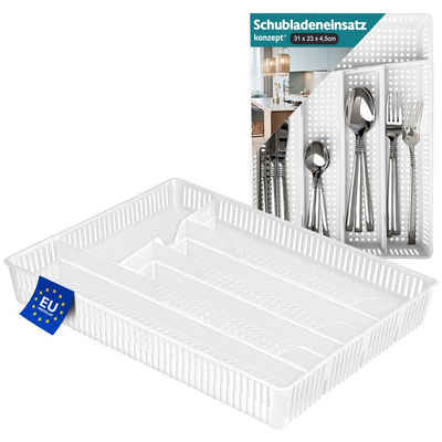 KONZEPT Schubladeneinsatz Besteckkasten mit 5 Fächer Schubladenbox aus Kunststoff, Spülmaschinengeeignet