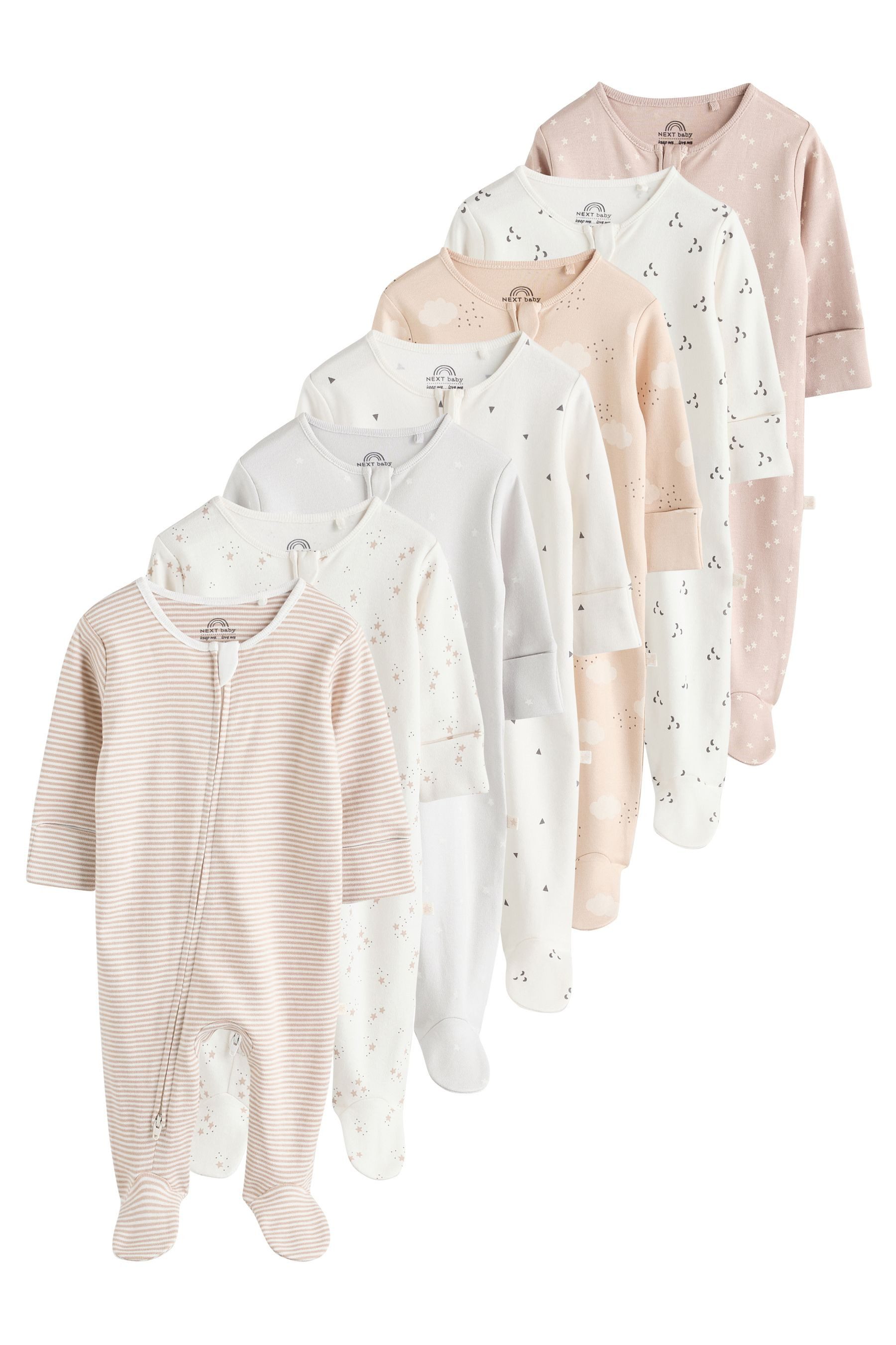 Next Schlafoverall 4er-Pack Babystrampler Zwei-Wege-Reißverschluss (7-tlg)