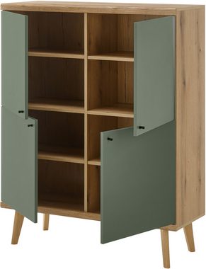 INOSIGN Highboard MAVAS, in moderner Trendfarbe, Griffe aus Metall (Schwarz), Höhe 134 cm