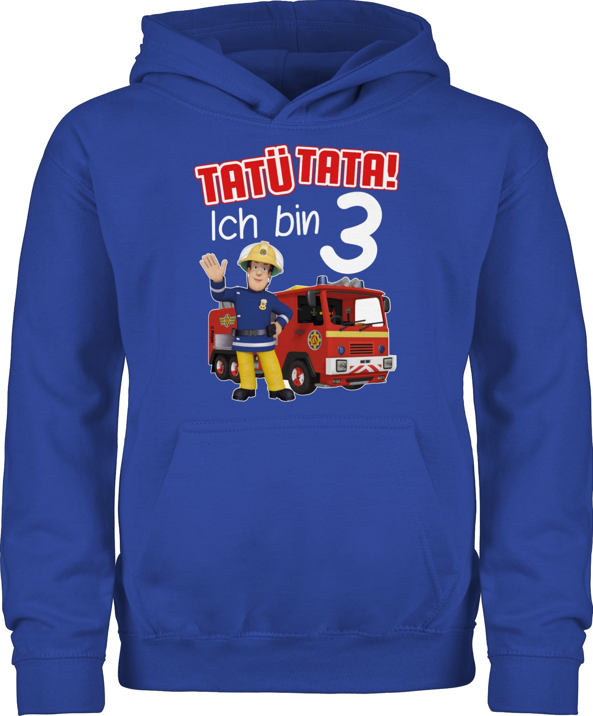 3 Ich Geburtstag Tata! bin Feuerwehrmann Mädchen Shirtracer Hoodie Sam Tatü Royalblau 2
