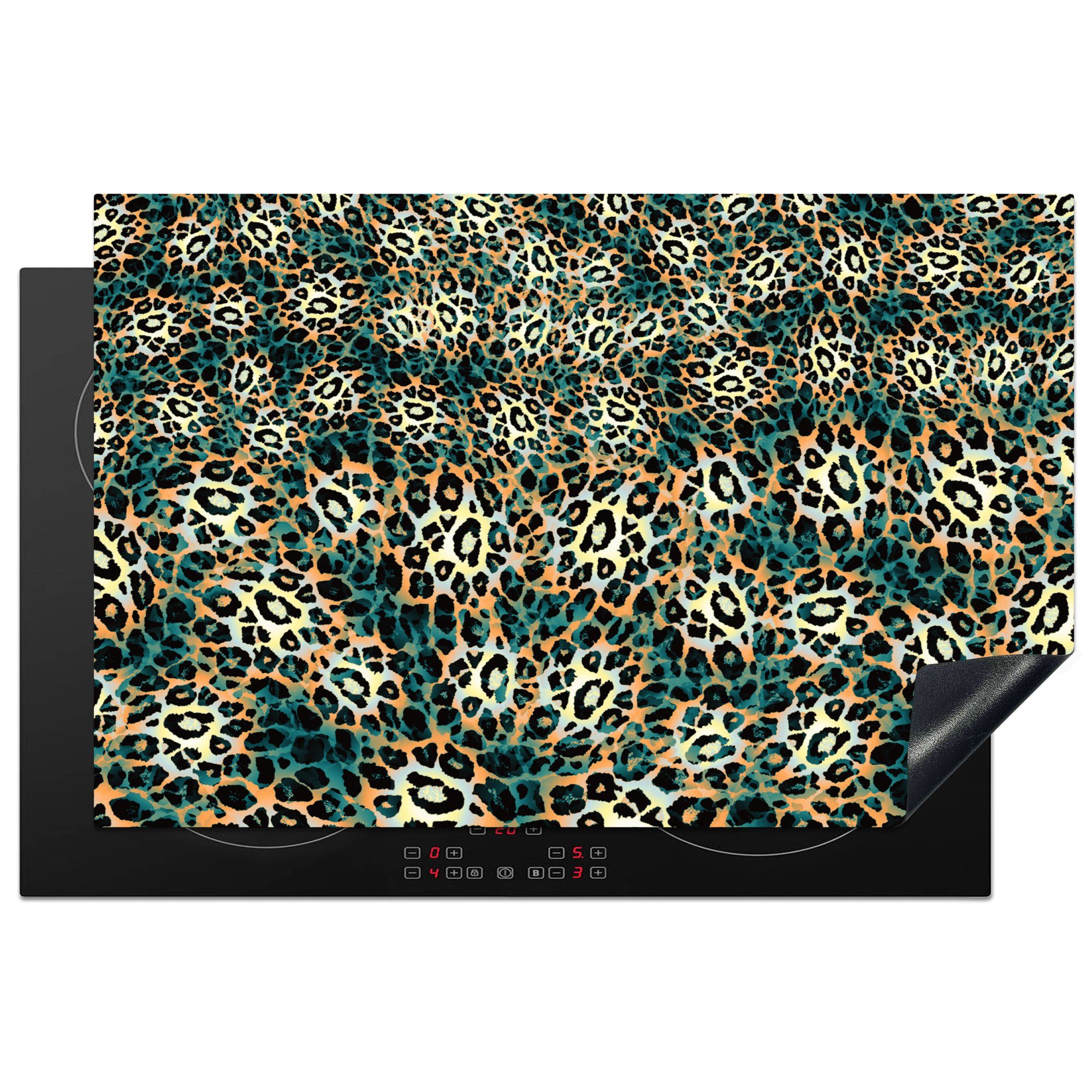MuchoWow Herdblende-/Abdeckplatte Leopardenmuster - Design - Tiere, Vinyl, (1 tlg), 81x52 cm, Induktionskochfeld Schutz für die küche, Ceranfeldabdeckung