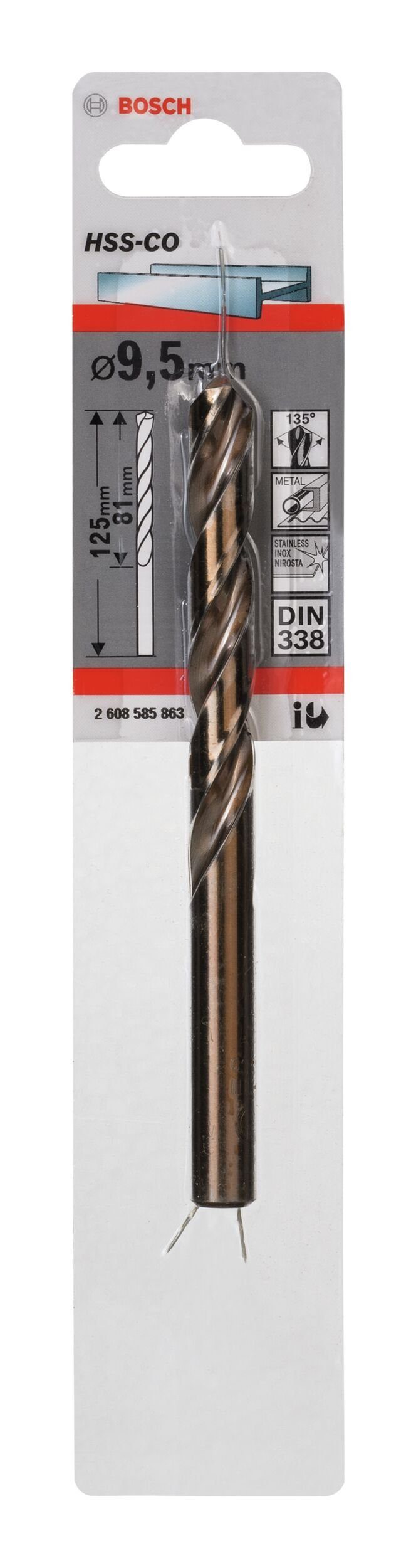 BOSCH Metallbohrer, - x - 1er-Pack 9,5 x 125 81 mm 338) (DIN HSS-Co
