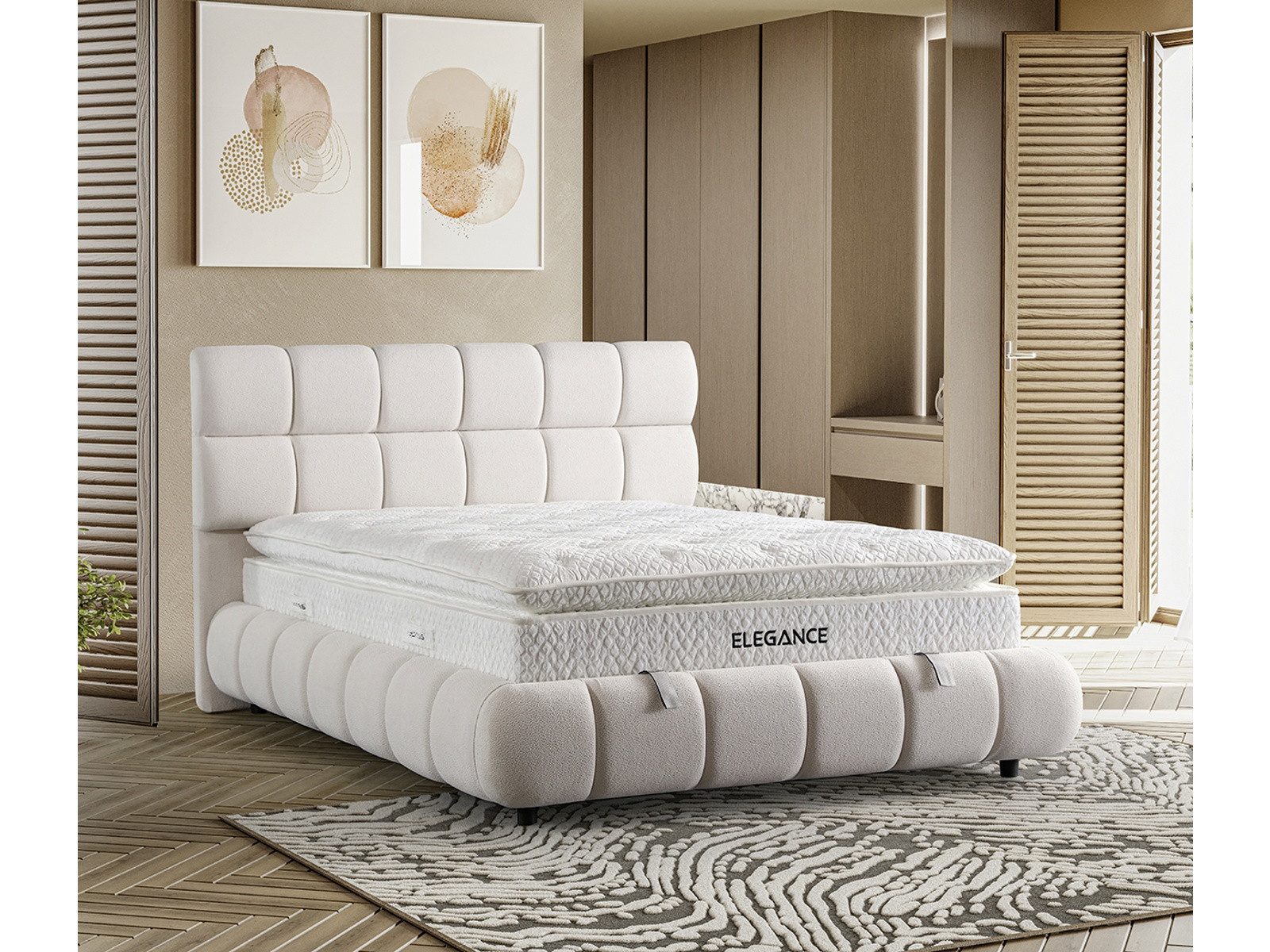 Villa Möbel Boxspringbett Elegance Plus (Bett (ohne Matratze), Liegefläche 180x200), Bettkasten mit XXL Stauraum und Gasdruckfedern für einfache Handhabung
