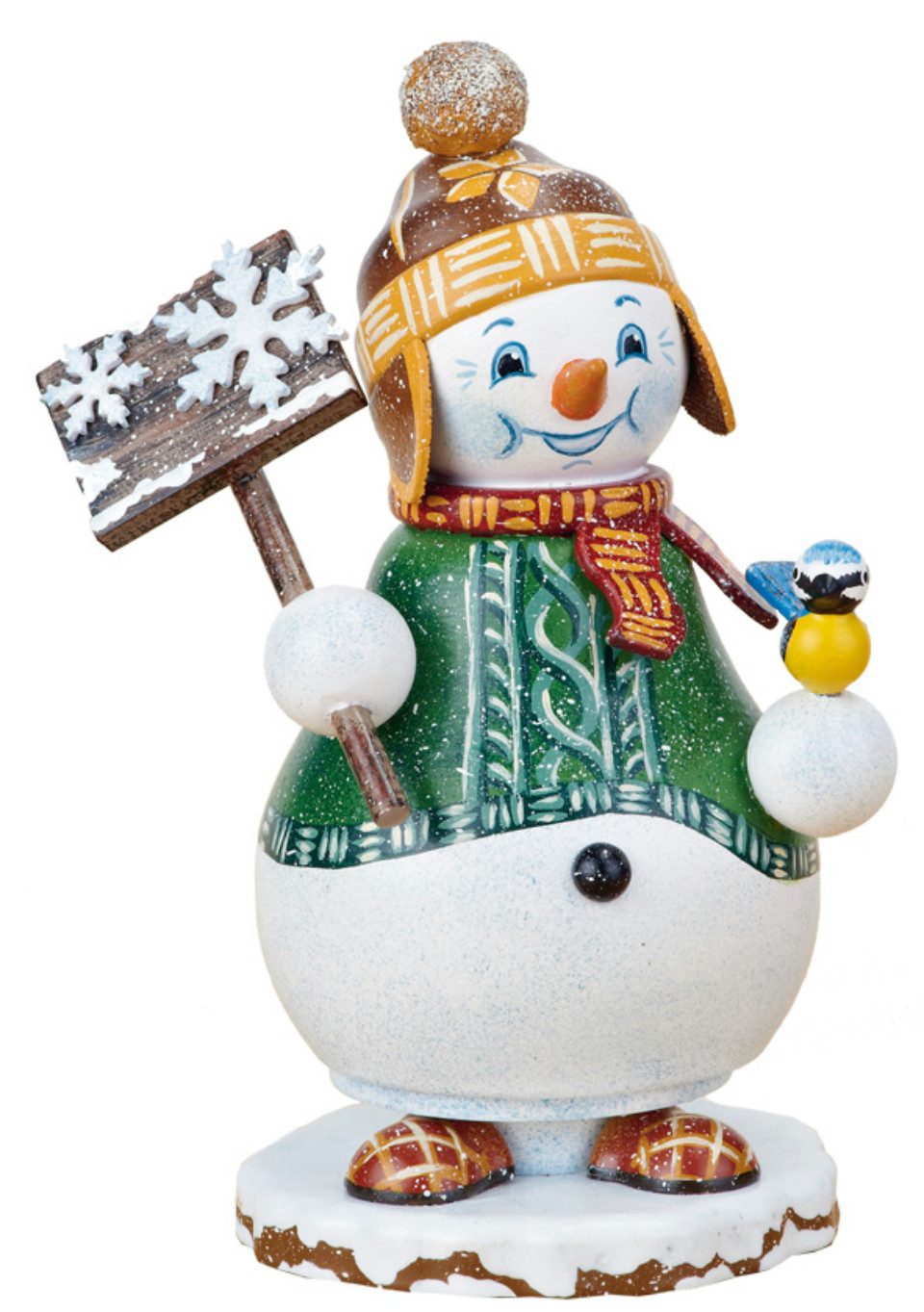 Hubrig Volkskunst Zschorlau Erzgebirge Räuchermännchen Hubrig Räuchermann Wichtel Schneemann, (1 St), Handarbeit aus dem Erzgebirge