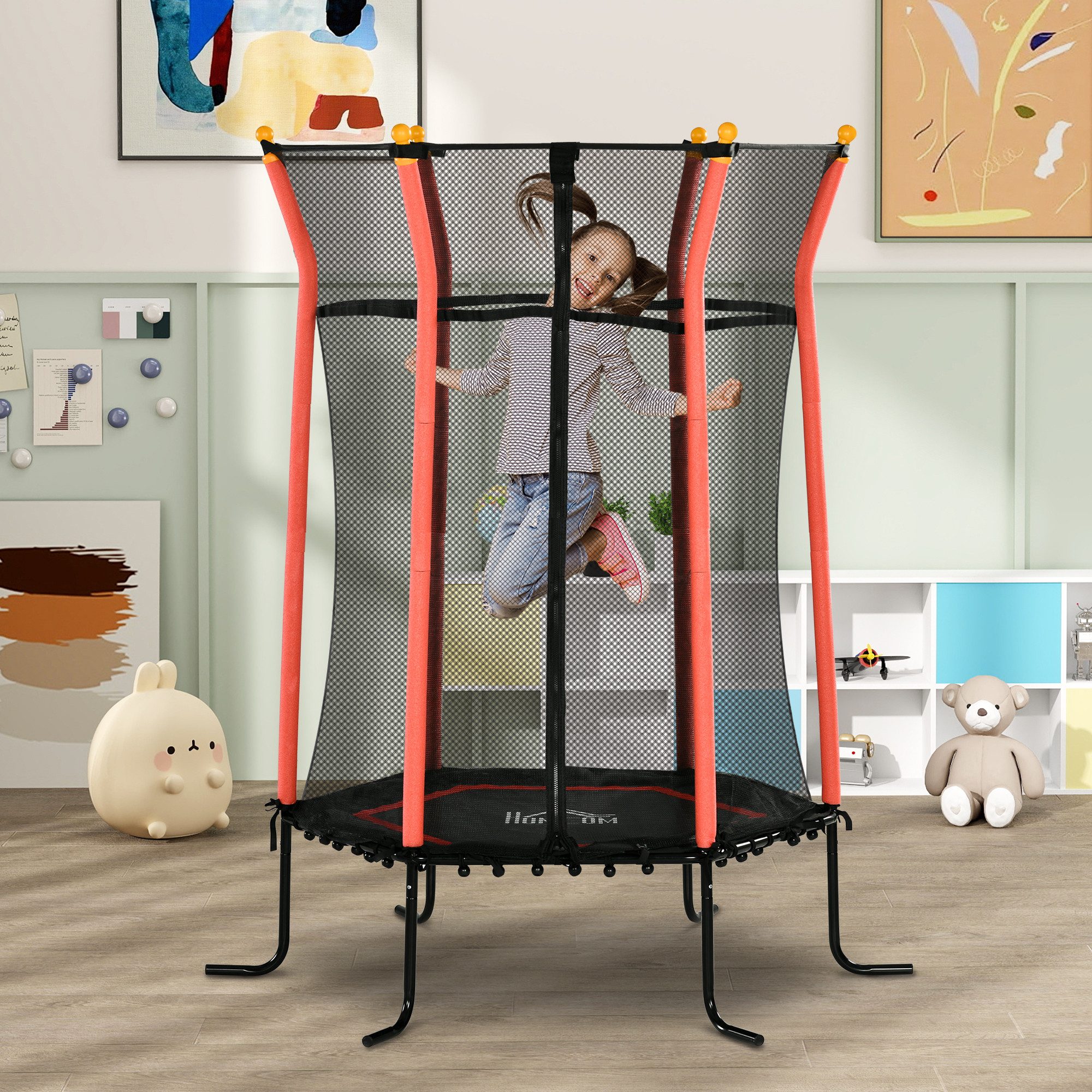 HOMCOM Kindertrampolin mit Sicherheitsnetz, Randabdeckung, Gummiseil, günstig online kaufen
