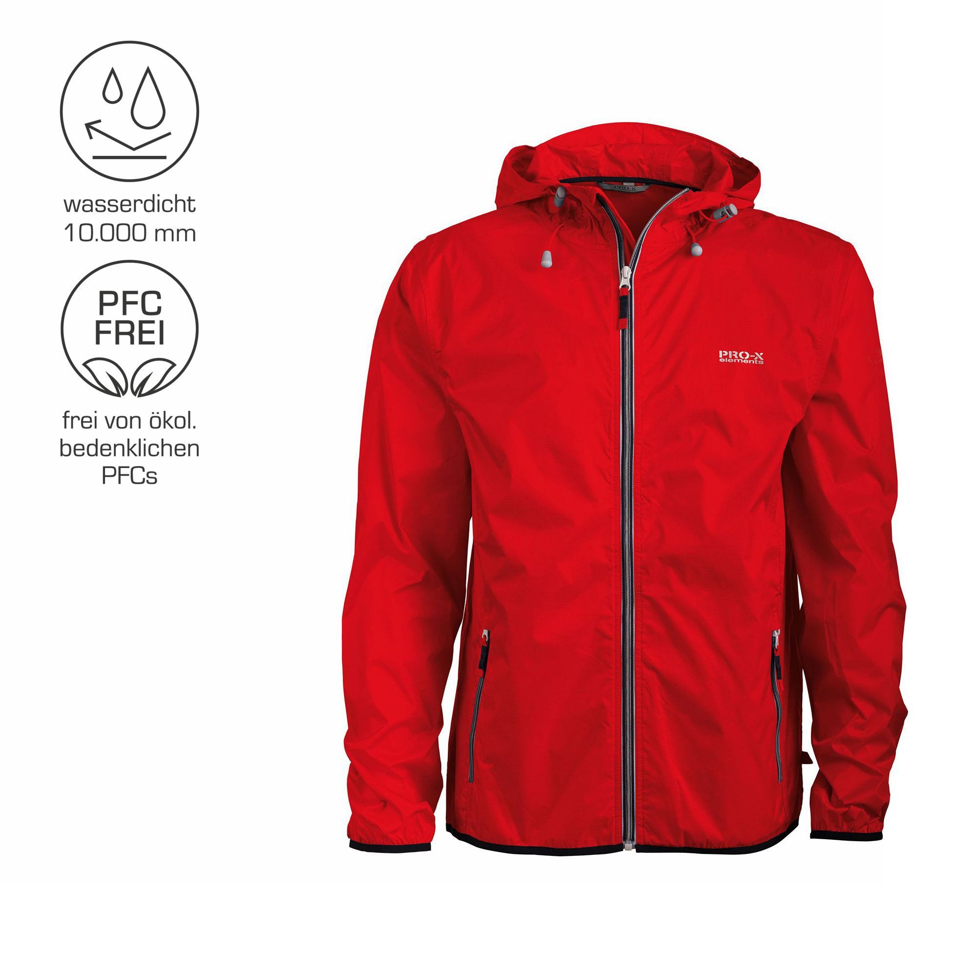 PRO-X ELEMENTS Regenjacke CLEEK integrierte Packtasche