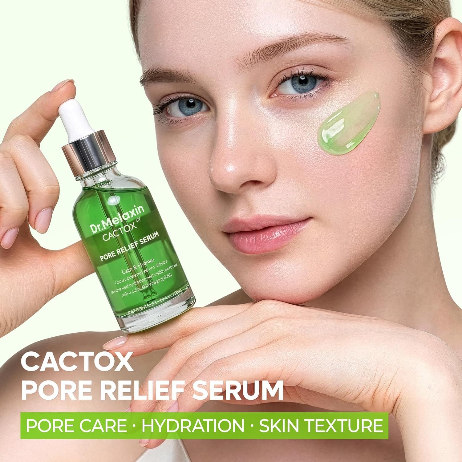 Dr.Melaxin Gesichtsserum Cactox Pore Relief Serum 50ml - Jelly Gesichtsserum mit Kaktus-Extrakt Niacinamide, Sodium DNA und Hyaluronsäure für, hydratisierte Haut und ein verfeinert wirkendes Porenbild