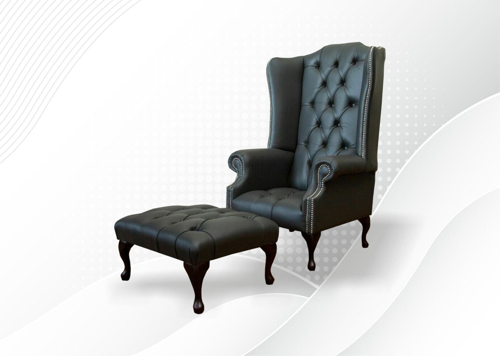 JVmoebel Кресла Luxuriöser Lounge Кресла aus Leder für Relax und Club Atmosphäre (1-St., Кресла mit Hocker), Made in Europa