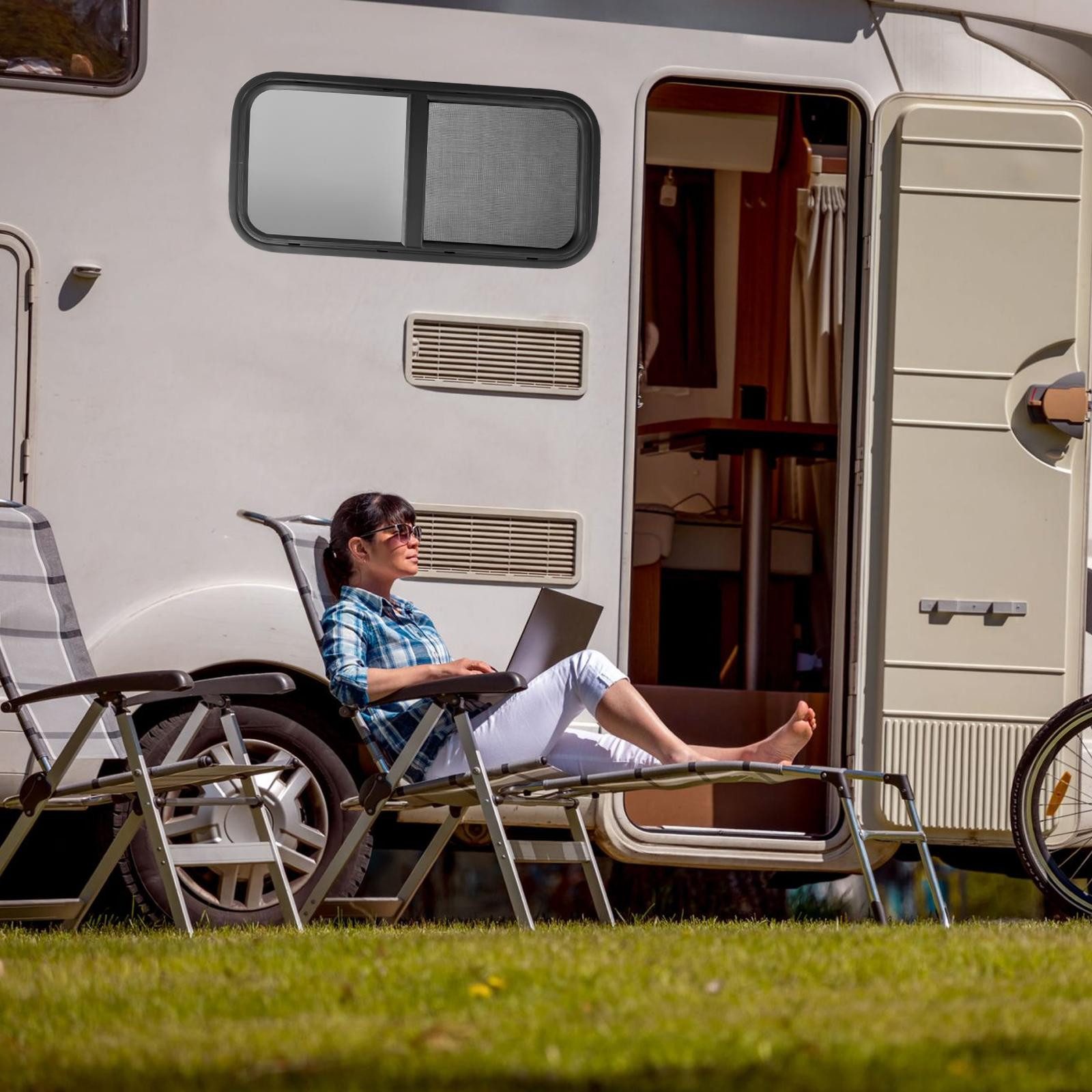 Vellora Fenster RV-Campingbus Fenster, farbiges Schiebefenster an der Seite, (1 St., Gefriertes Glas + Aluminiumlegierung), Mit Insektenabwehr-Funktion