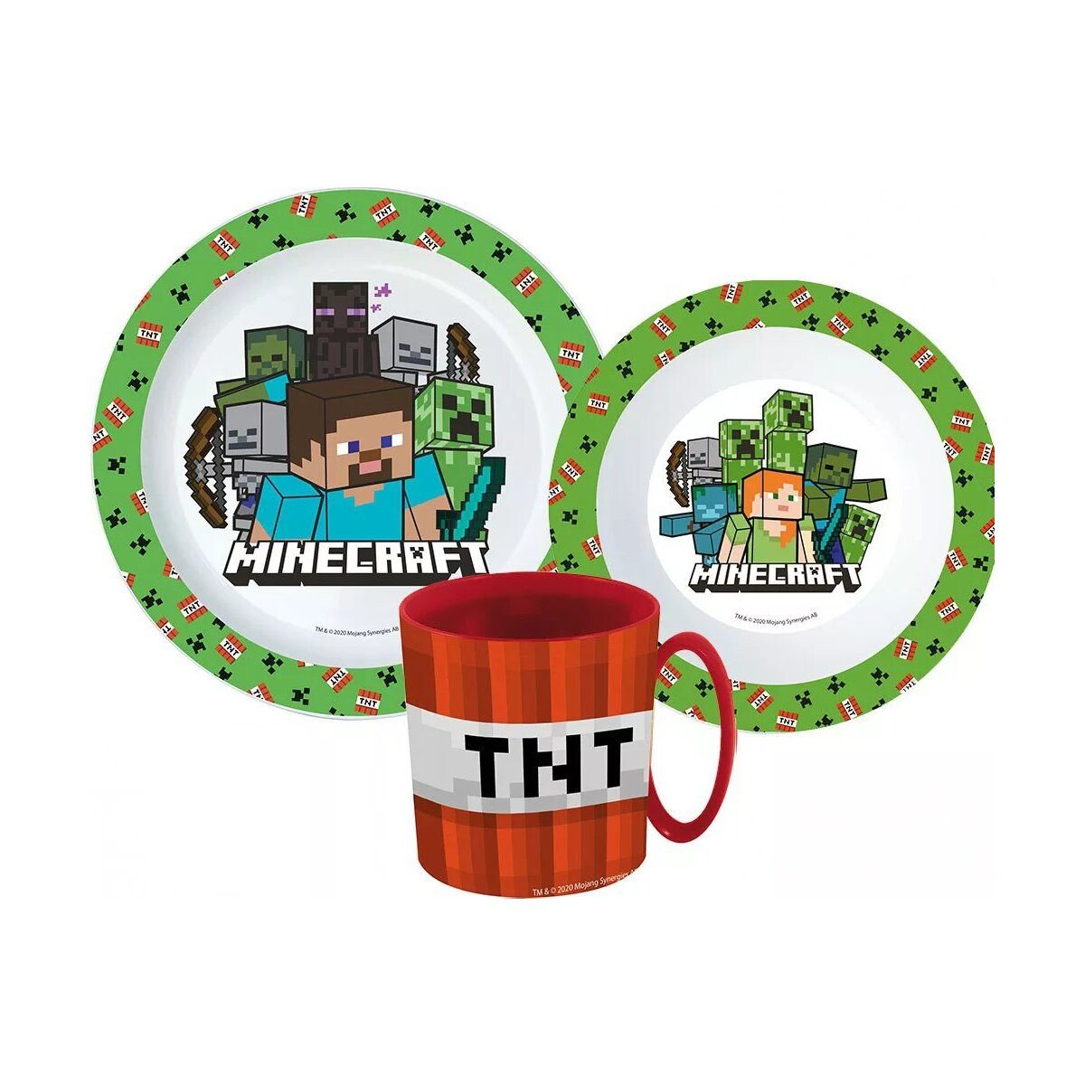 Minecraft Kindergeschirr-Set Minecraft Creeper Geschirrset mit Tasse