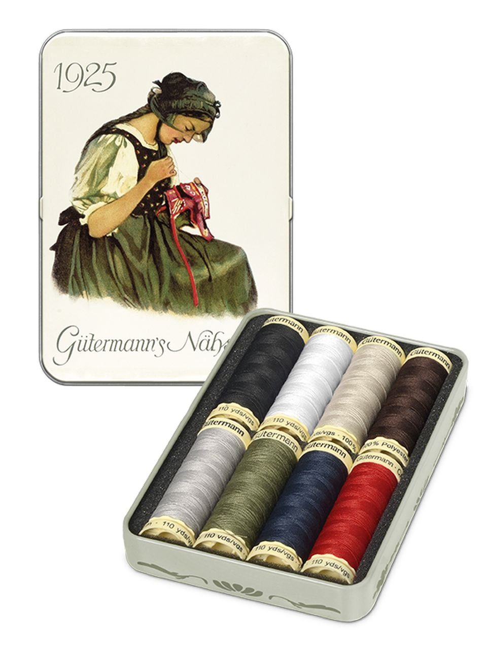 Gütermann Nostalgie-Box Allesnäher 1925, 8x 100m Universalnähfaden Nähgarn, 100,00 m (8-St)
