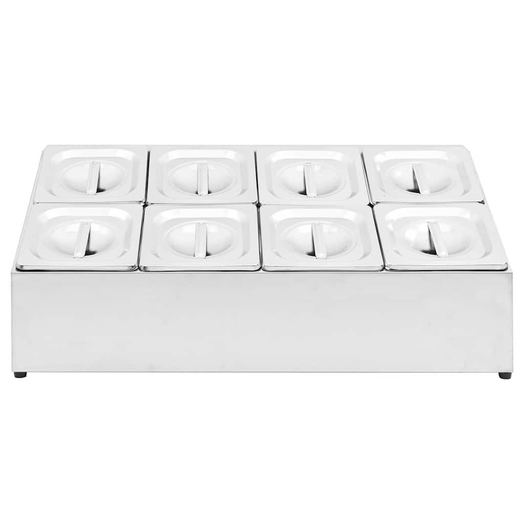 vidaXL Küchenregal Gastronorm-Ständer mit 8 GN 1/6 Behältern Edelstahl, 1-tlg.