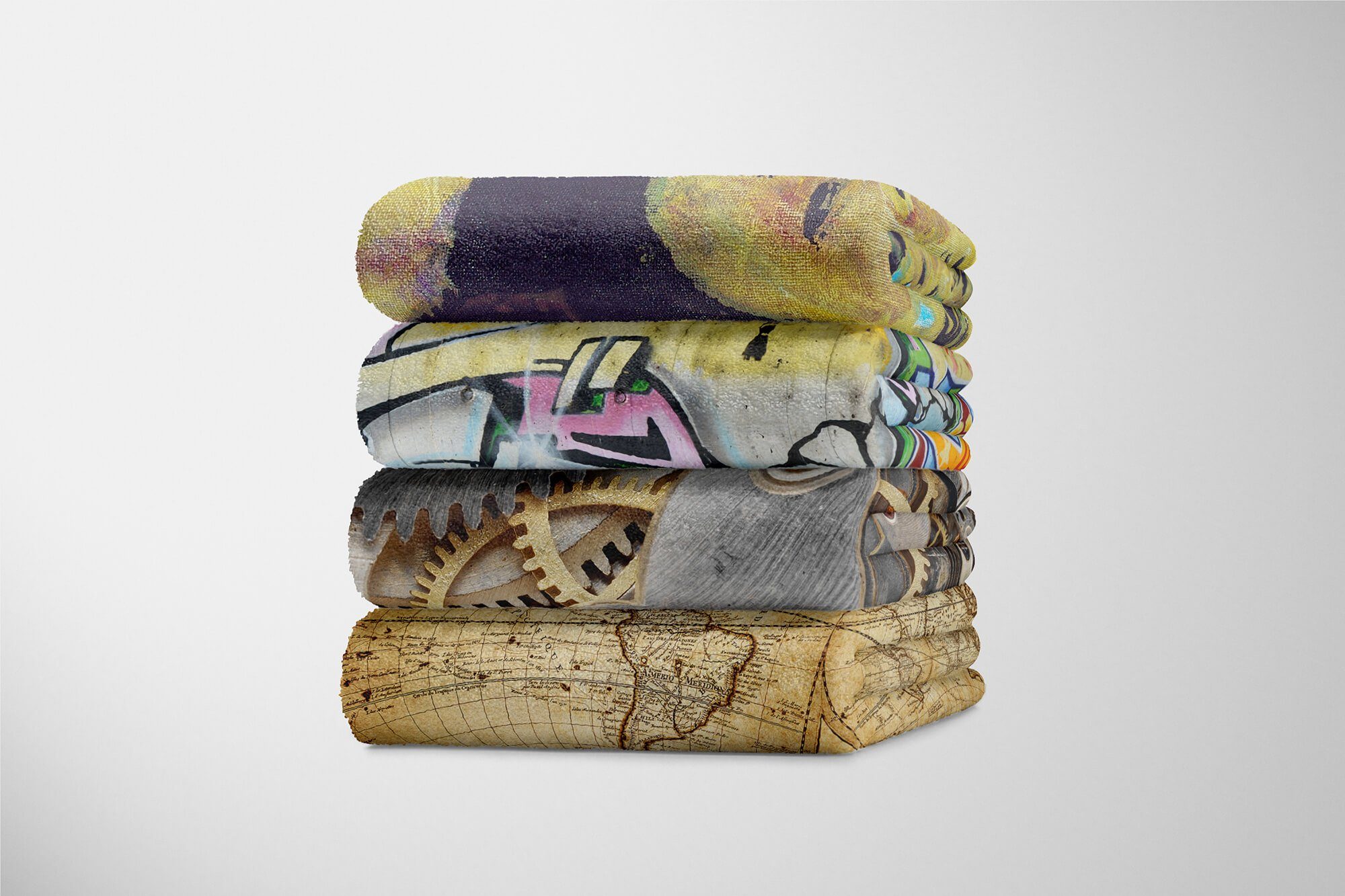 Sinus Art Handtuch Baumwolle-Polyester-Mix Fotomotiv mit Saunatuch Uhrwerk Zahnräder, Kuscheldecke Strandhandtuch (1-St), Handtuch Handtücher