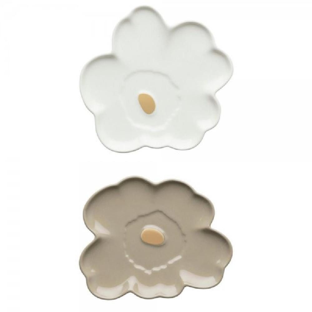 Marimekko Servierplatte Teller Unikko Blütenform Terra Gold White Gold (13 cm) (2-teilig)
