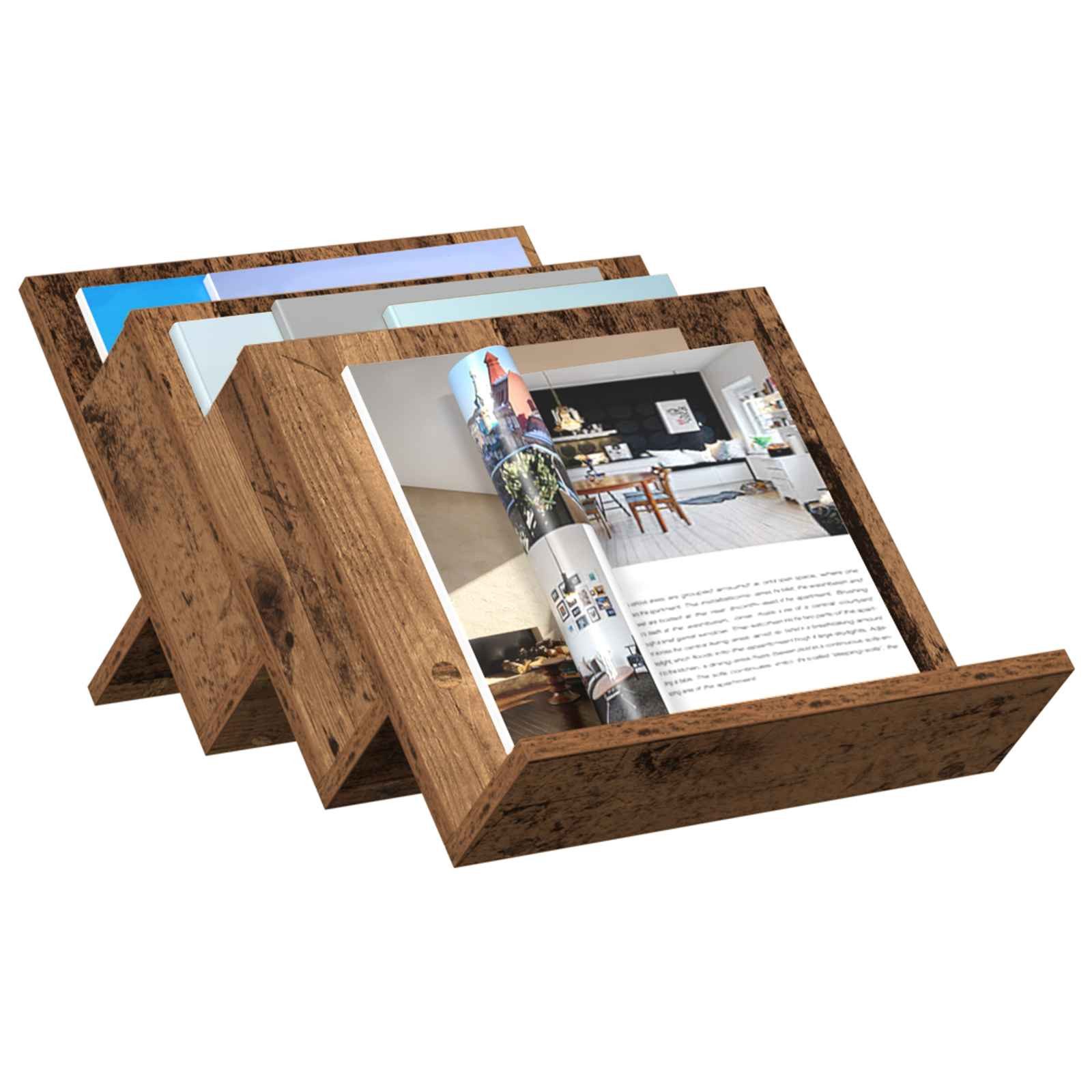 vidaXL Zeitungsständer Magazinregal mit Regal Altholz 53 x 40 x 28,5 cm Holzwerkstoff (1 St)