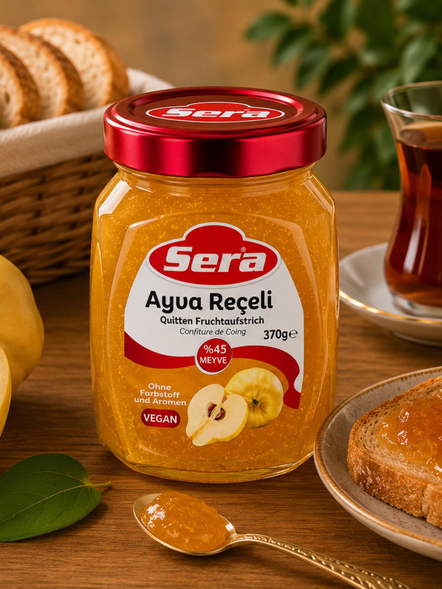 SERA FOOD Saucen Quitten-Konfitüre Extra 370 g – fruchtiger Brotaufstrich, 1 x 370 g, 1 St., 45 % Fruchtanteil, Premium Qualität – Bild 3 von 4