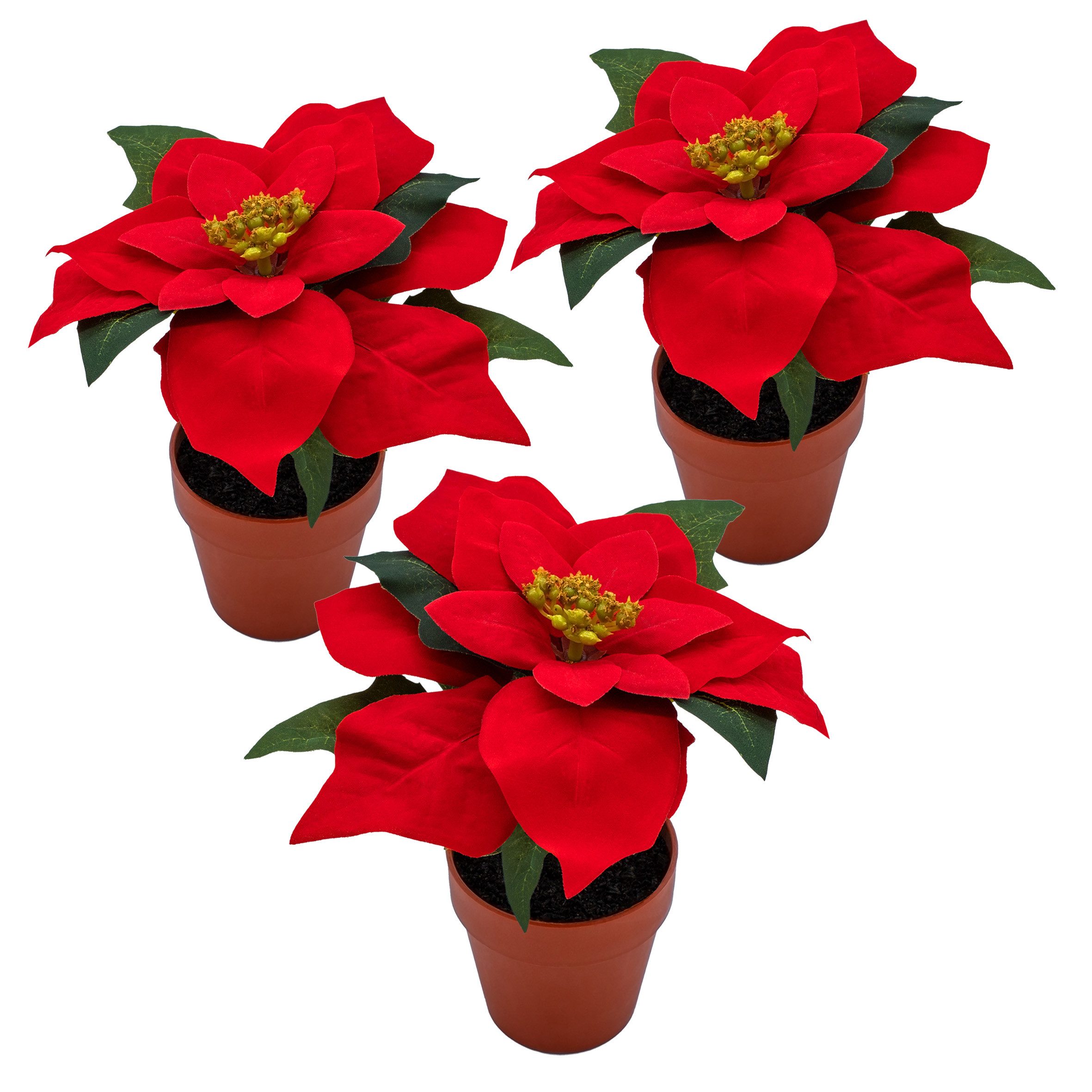 Winterliche Kunstpflanze im Blumentopf 20 cm Poinsettia, Spetebo, Höhe 8 cm günstig online kaufen