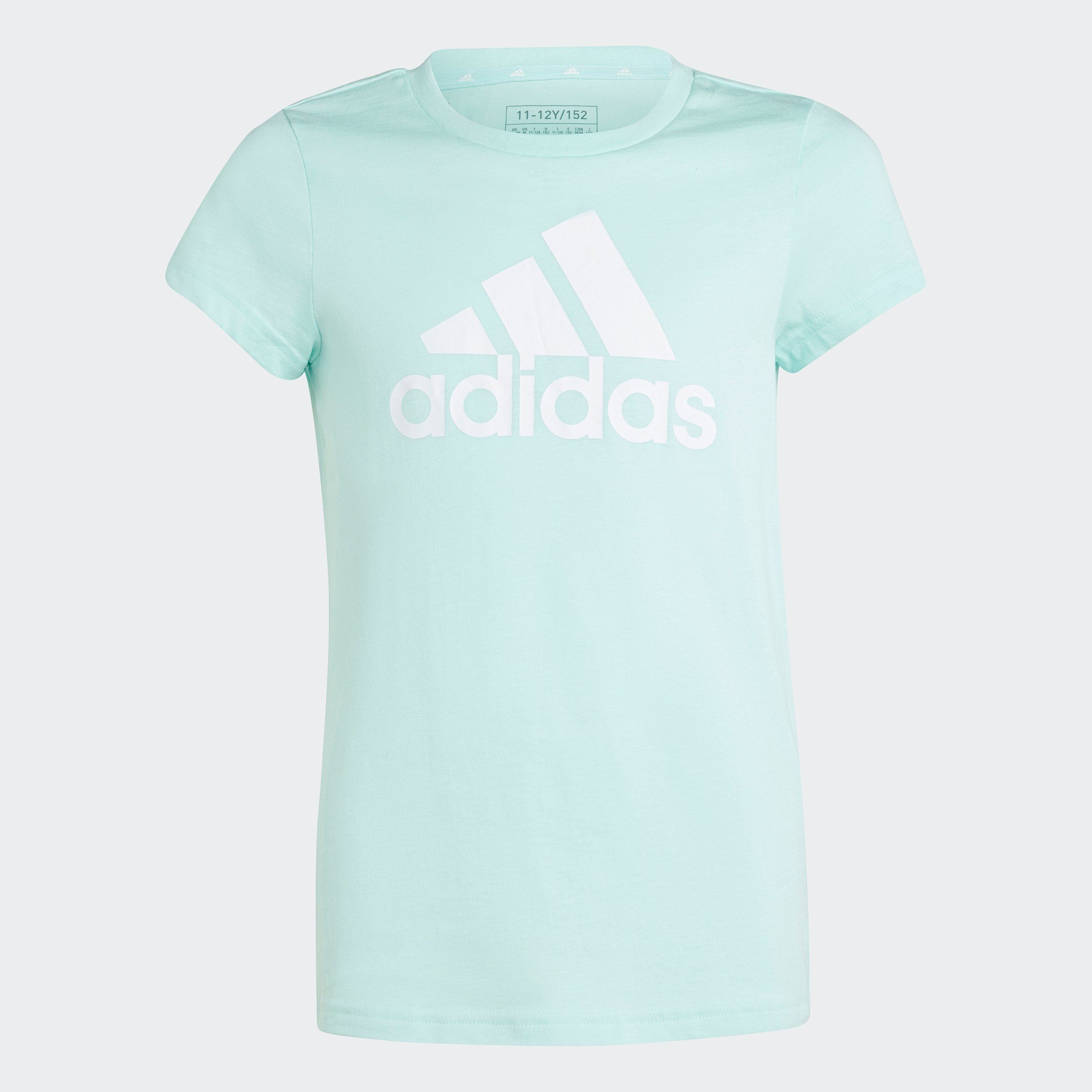 Aqua ESSENTIALS / BIG adidas Flash White Semi Sportswear COTTON T-Shirt LOGO