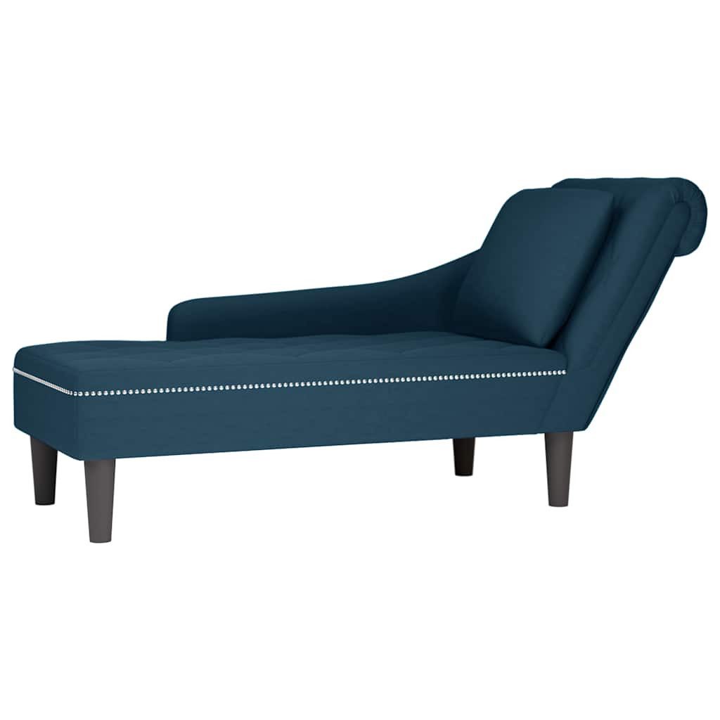 vidaXL Chaiselongue Chaiselongue mit Kissen und Rechter Armlehne Blau Samt, 1 Teile
