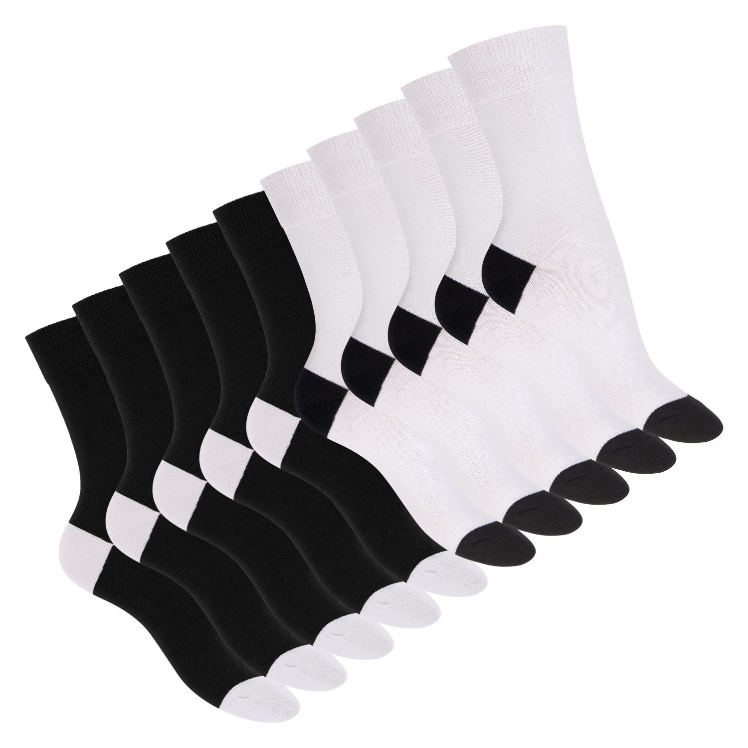 Basicsocken & abgesetzte (10 Herren Baumwollsocken Damen Ferse/Spitze Footstar Paar)