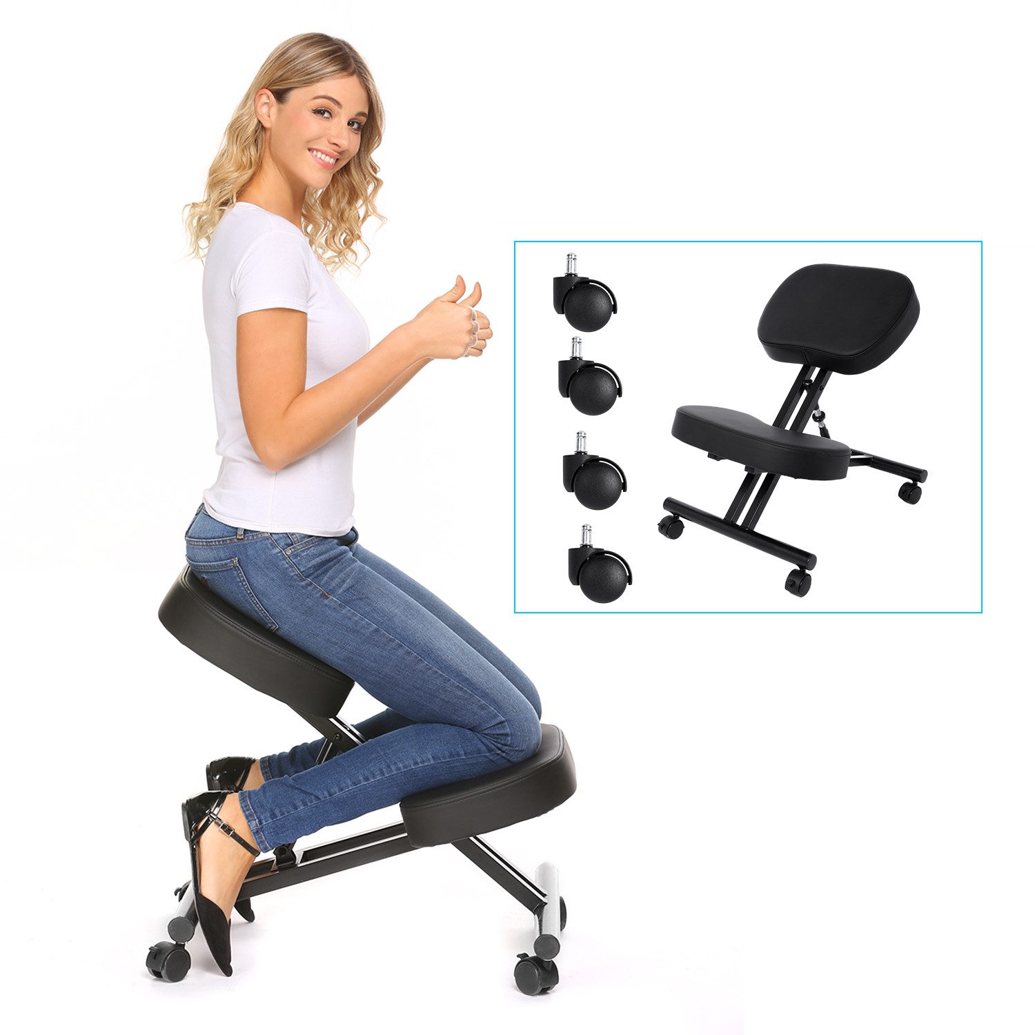 LUCKZON Bürostuhl, Ergonomischer Verstellbarer Kniehocker Haltungskorrektur günstig online kaufen