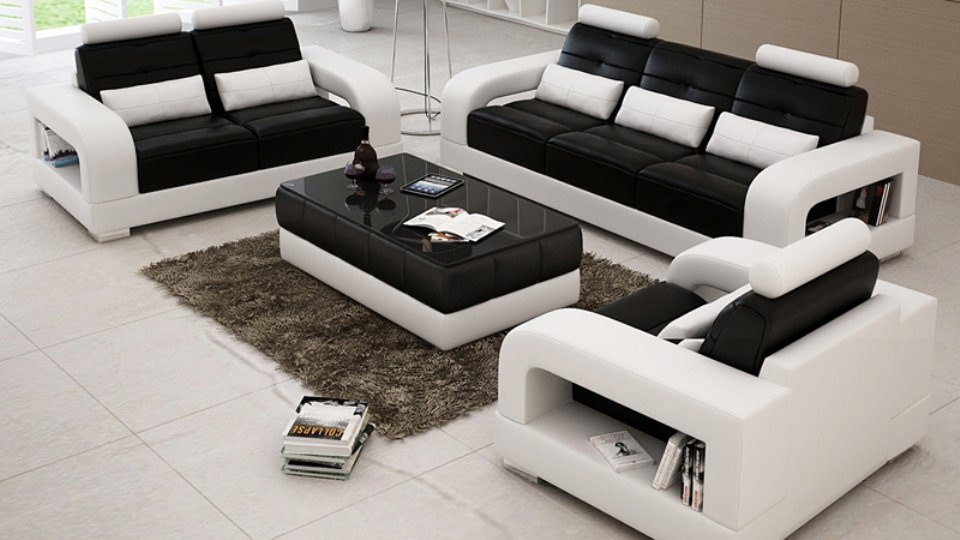 Sofa Made Braun-beige Leder Neu, JVmoebel 3+2+1 Sitzer Europe Wohnlandschaft in Moderne