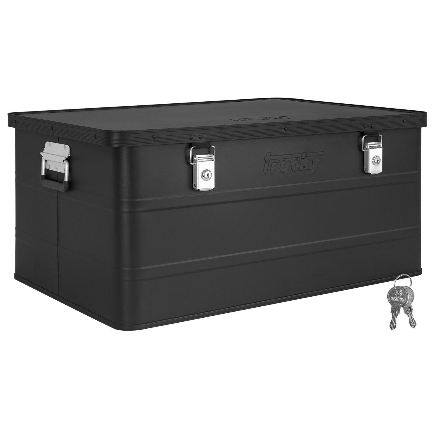 Trucky Allzweckkiste Aluminium Box mit Deckel Schwarz Alukiste 135 L Abschließbar