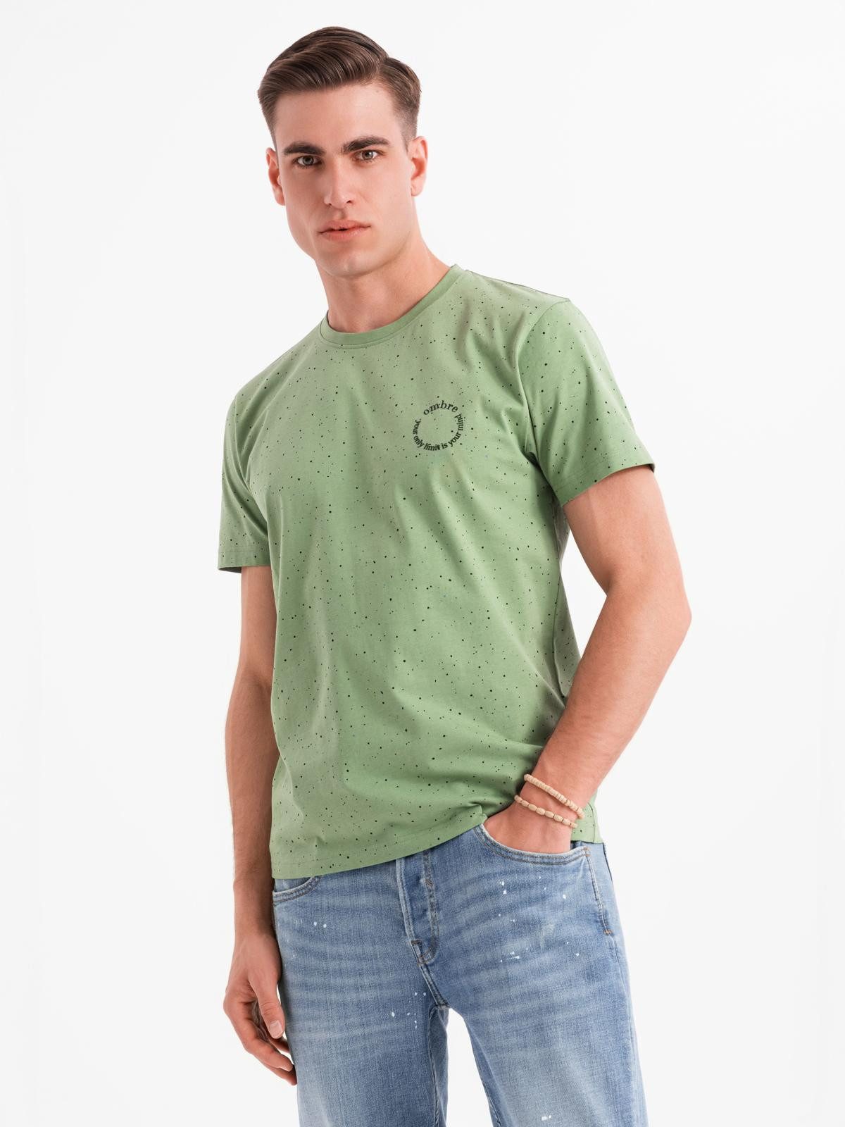 OMBRE Print-Shirt Bedrucktes Herren-T-Shirt aus Baumwolle mit Rundhalsausschnitt