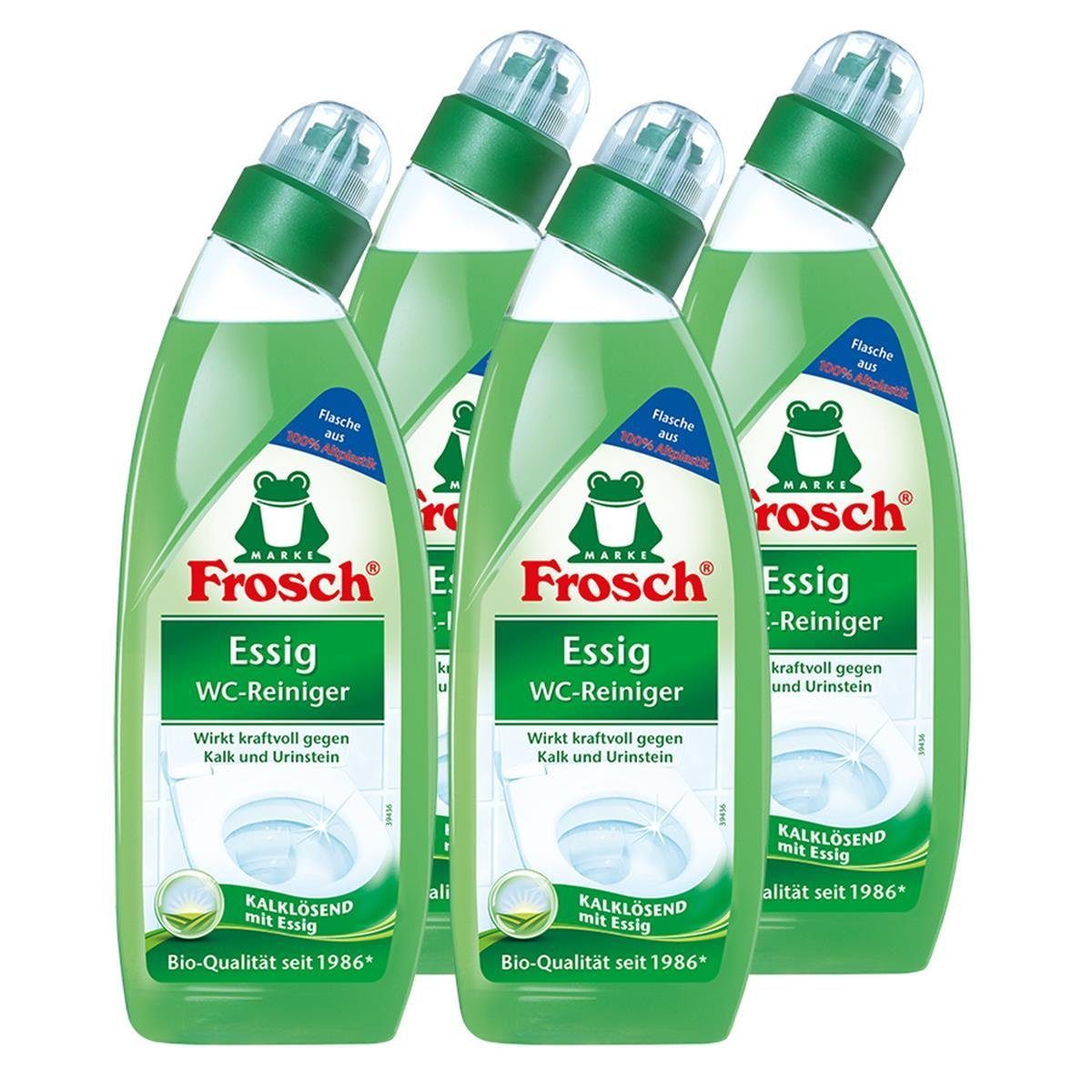 4x Frosch Essig WC-Reiniger 750 ml - Kalklösend mit Essig WC-Reiniger