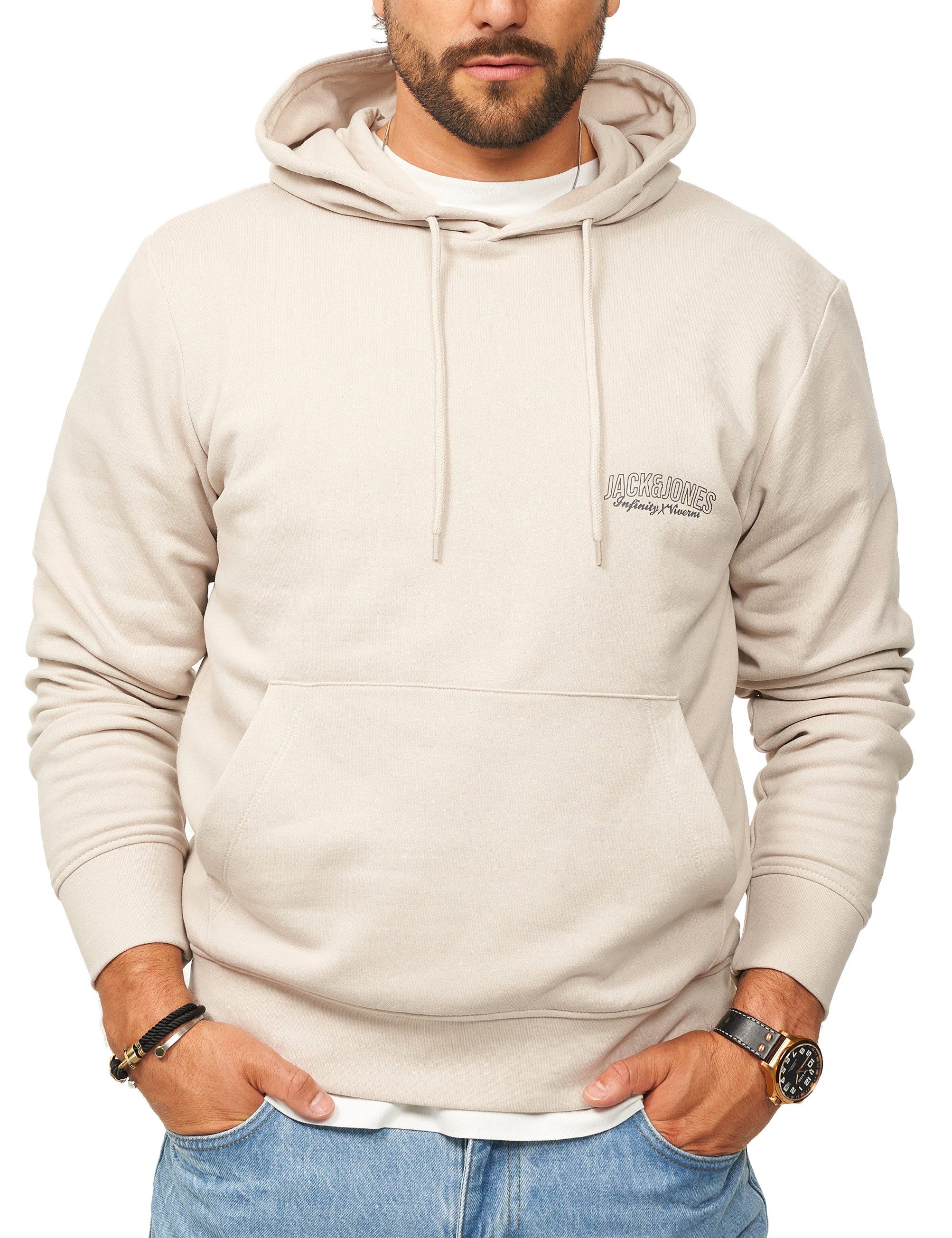 Jack & Jones Hoodie Kapuzenpullover Sweatshirt Kapuzensweatshirt Herren Пуловеры mit Logopatch und Kapuze im Regular Fit