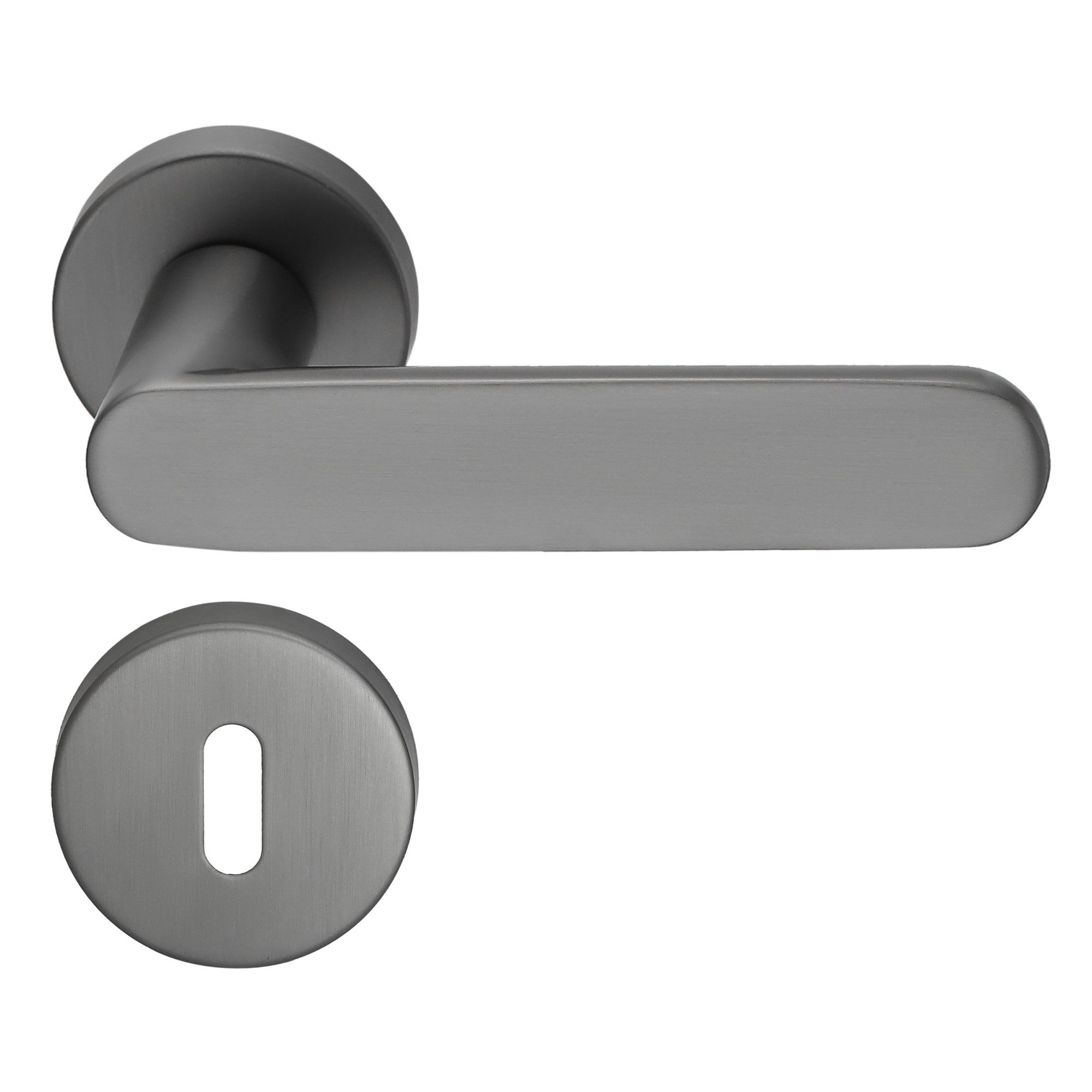 MeinTürgriff Drückergarnitur Georgetown Flachrosette samtgrau Türgriff Rosettengarnitur