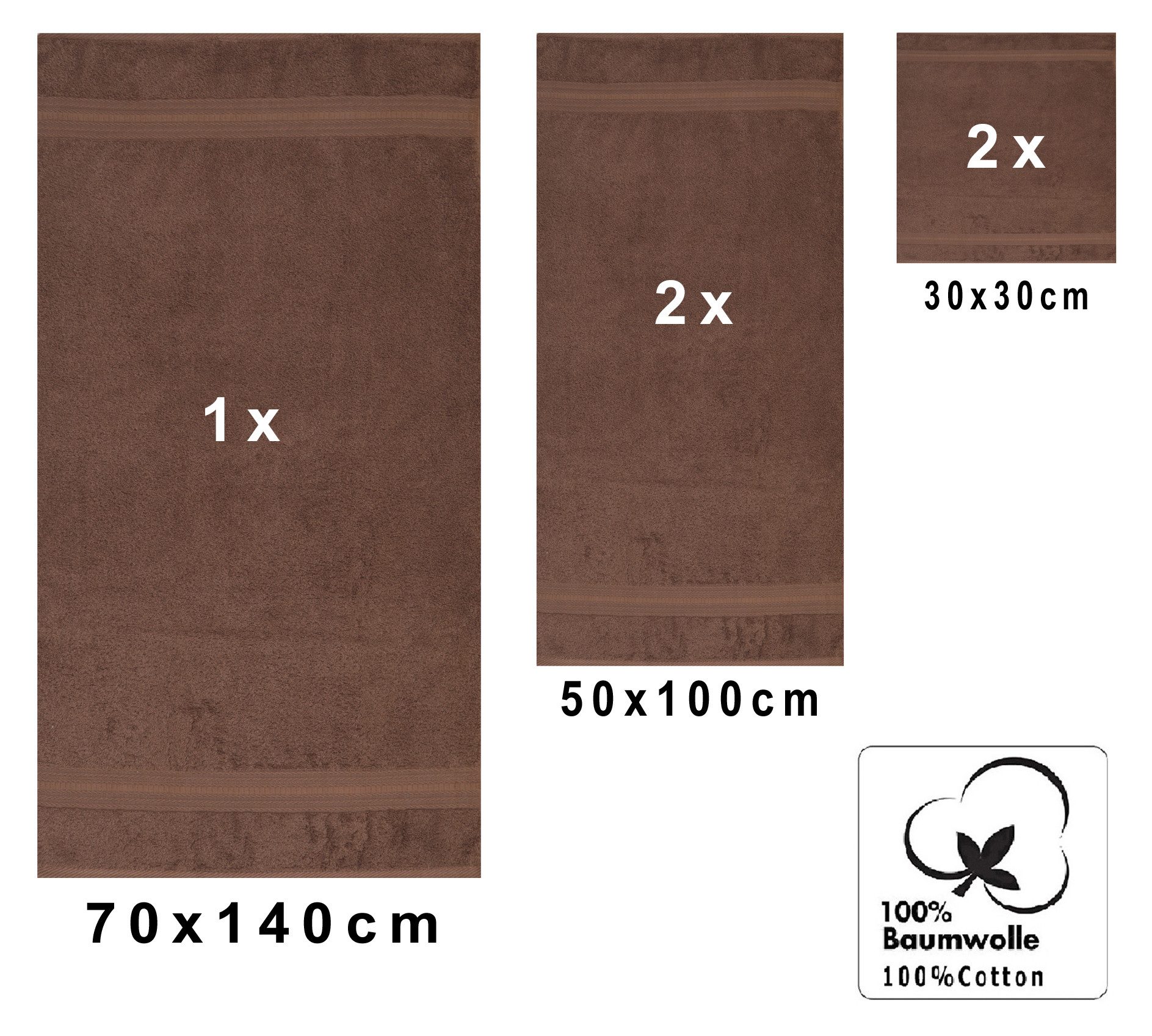 Betz Handtuch Set 5-TLG. Handtuch-Set Gold 1 Duschtuch 2 Handtücher 2 Seiftücher, 100% Baumwolle (Set, 5-St), Farbe nussbraun