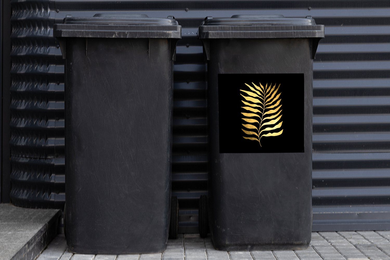 - Mülleimer-aufkleber, Luxus Gold Natur MuchoWow - (1 - Wandsticker Sticker, Abfalbehälter Mülltonne, Design Blätter - Container, St),