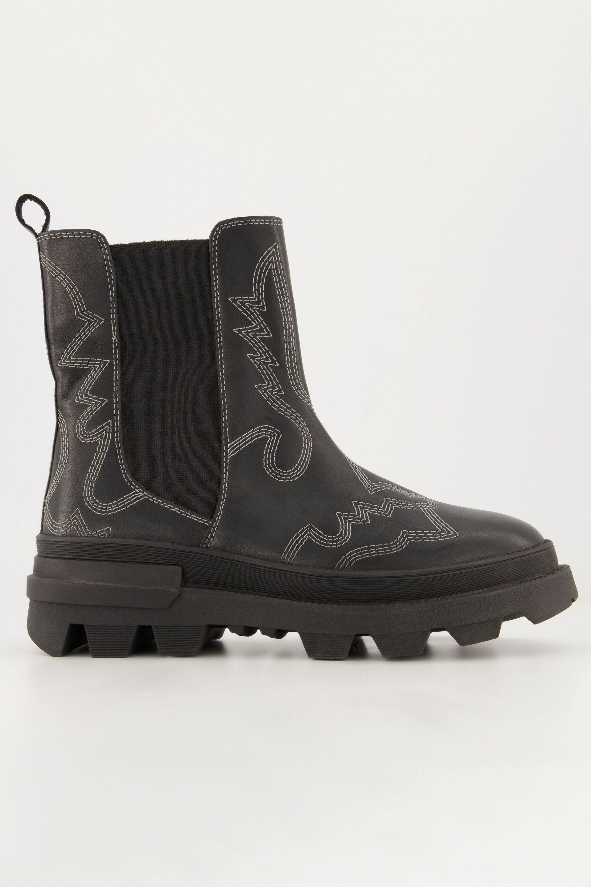 Studio Untold Leder-Chelseaboots Echtleder Stickerei Stiefel