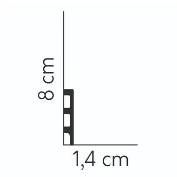 PROVISTON Sockelleiste Polystyrol, 14 x 80 x 2000 mm, Weiß, Kunststoff Fußleiste