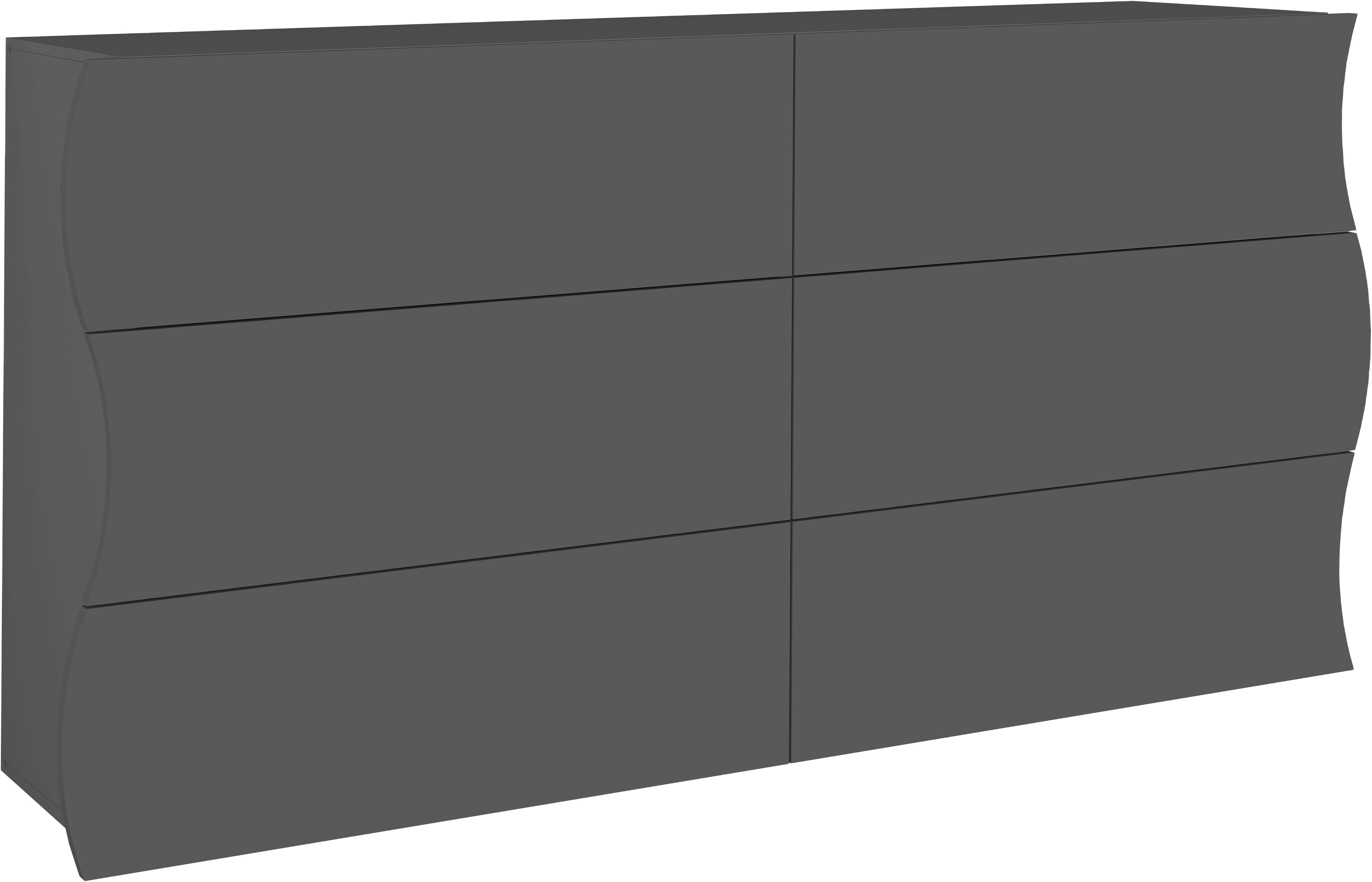 Home affaire Kommode, Onda, 154 cm breit, Anthrazit matt, mit 6 Schubladen, Made in Italy