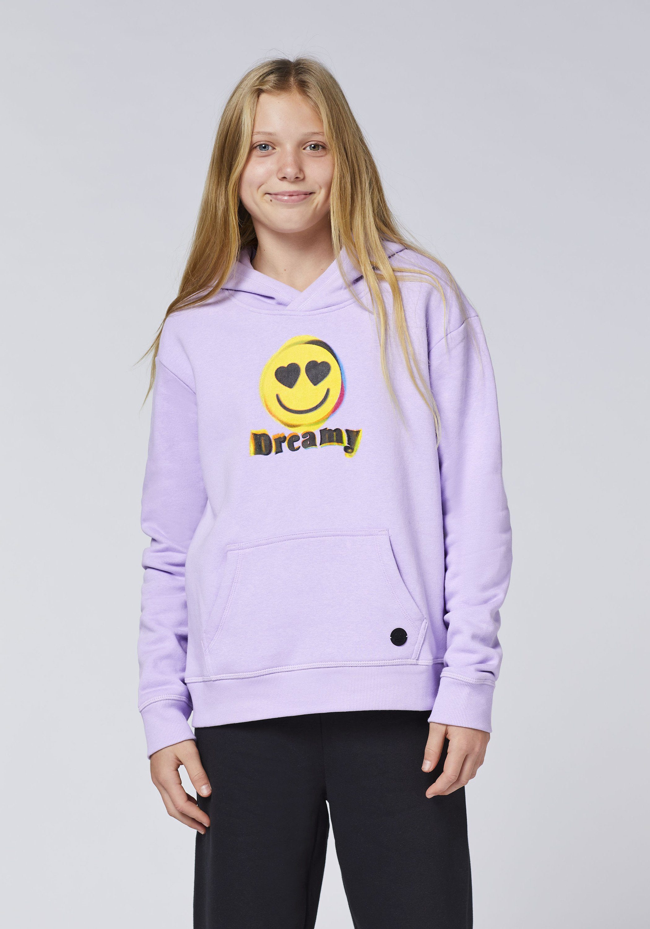 Emoji Sweatshirt mit verliebtem Grinsegesicht-Print