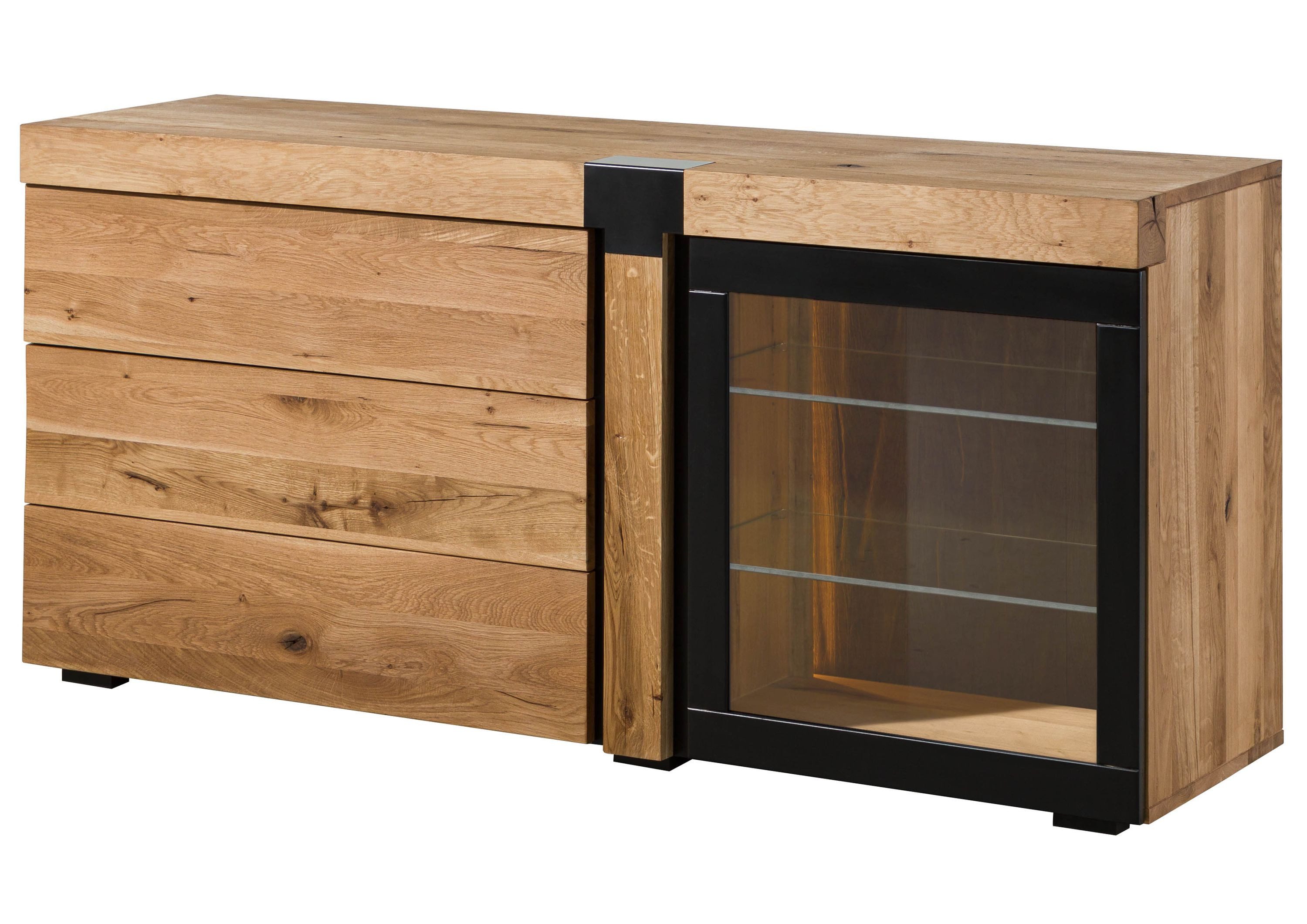Massivmoebel24 Sideboard ROTTERDAM (Massivholz), Wildeiche 161x45x75 natur geölt ROTTERDAM #116