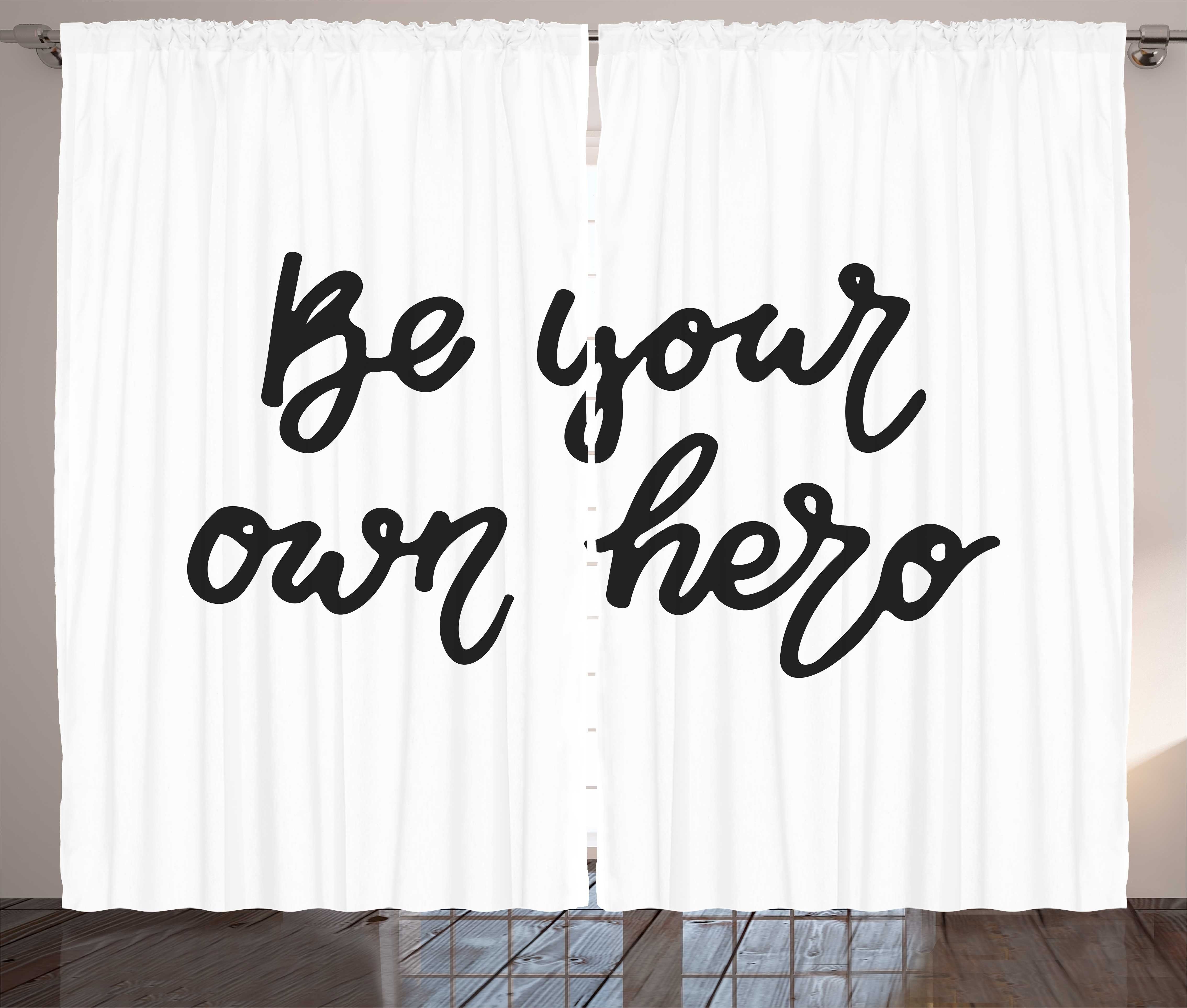 Gardine Schlafzimmer Kräuselband Vorhang mit Schlaufen und Haken, Abakuhaus, Mädchen-Slogan Seien Sie Ihr eigener Held Brave