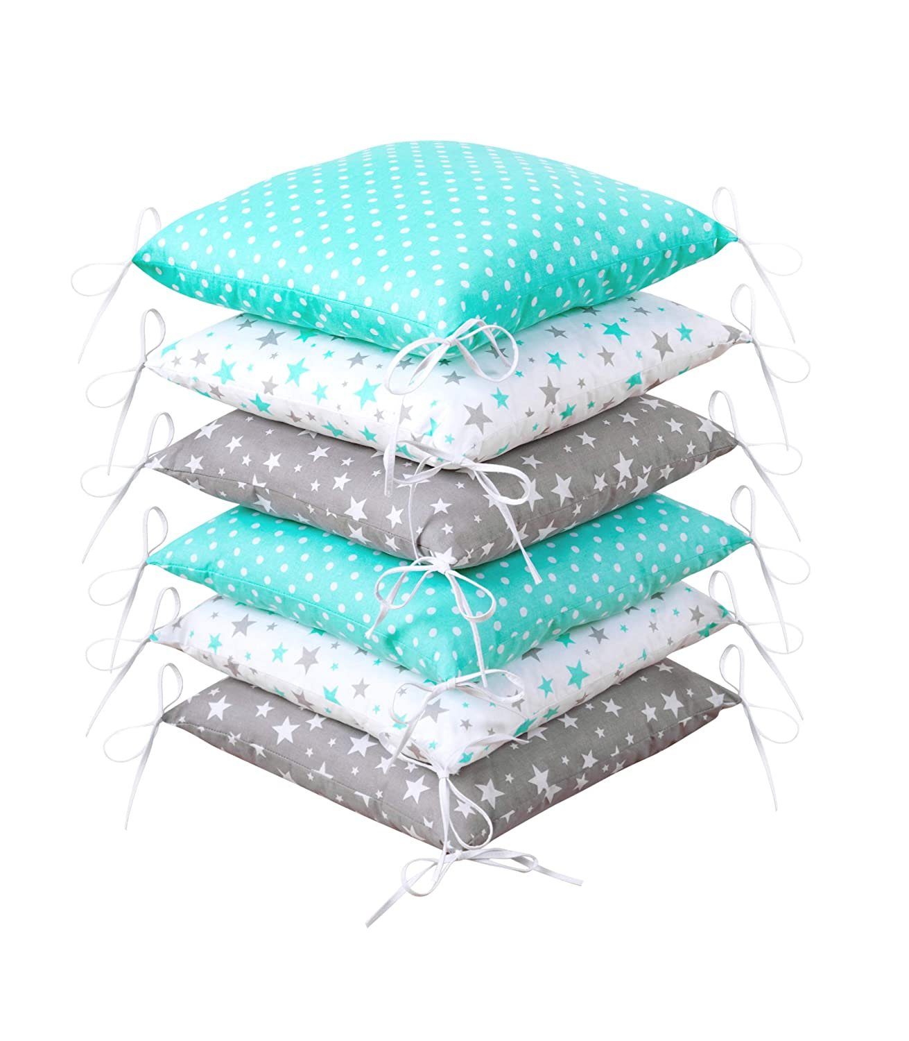 Amilian® Baby Bettwäsche Bettset 100x135 für Babybett Decke Kissen Bettumrandung Design47 