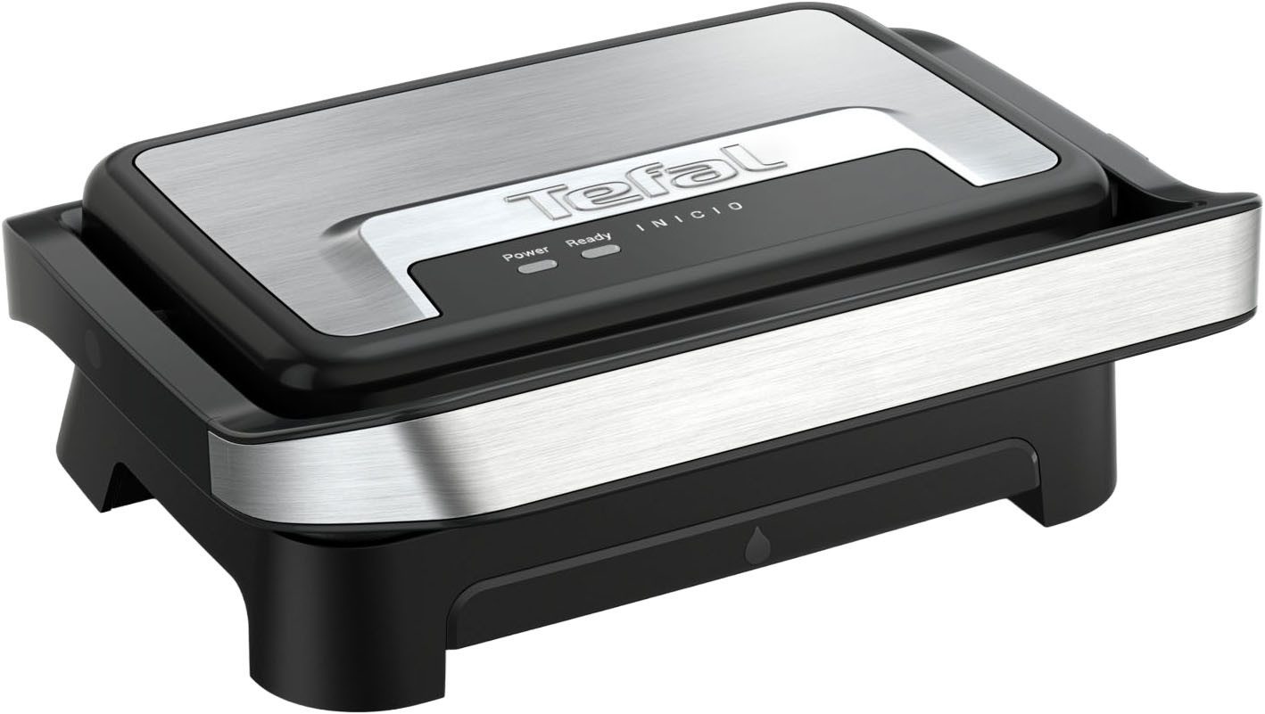 Tefal Kontaktgrill Inicio Compact, 2-in-1 Panini /Grill, antihaftbeschichtetete Platten, 1000 W, Platzsparendes Design, spülmaschinengeeignete Saftschale, GC270D