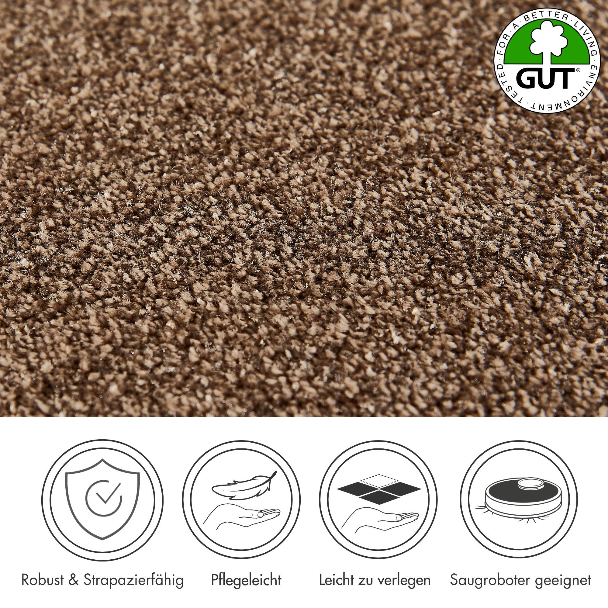 Andiamo Teppichboden Verona, Velours, Gesamthöhe 6 mm, Luxusklasse LC2, rechteckig, Uni Farben, Breite 400 cm oder 500 cm, strapazierfähig, pflegeleicht