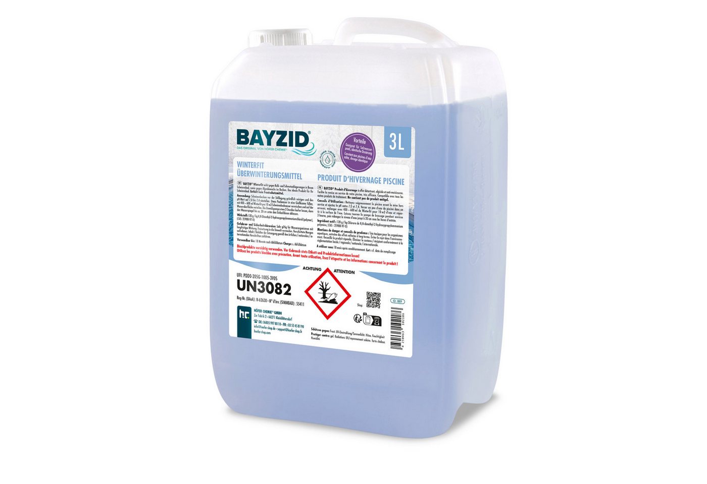 Höfer Chemie GmbH Poolpflege 3 L BAYZID® Winterfit Überwinterungsmittel, Schützt das Poolwasser in der Winterpause vor Algen und Ablagerungen