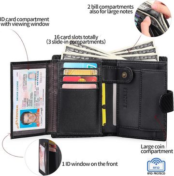 SENDEFN Geldbörse (Herren Groß Vintage Leder Geldbörse, Herren Portemonnaie mit RFID Schutz), Brieftasche Wallet Portmonee mit 16 Kartenfächer & Münzfach