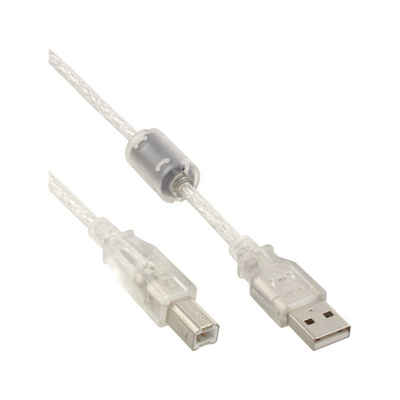 INTOS ELECTRONIC AG »InLine® USB 2.0 Kabel, A an B, transparent, mit Ferritkern, 5m« USB-Kabel