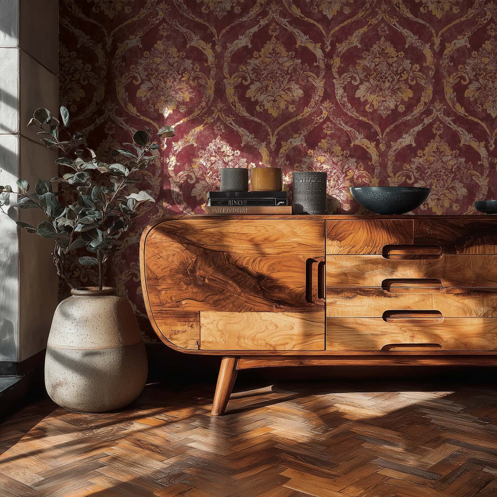 A.S. Création Vliestapete Barock Motiv Ornamente Damast Rot Gold Metallic 79019-3